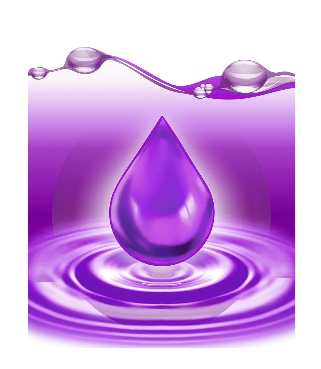 Purple Drop of Water and Ripple Effect