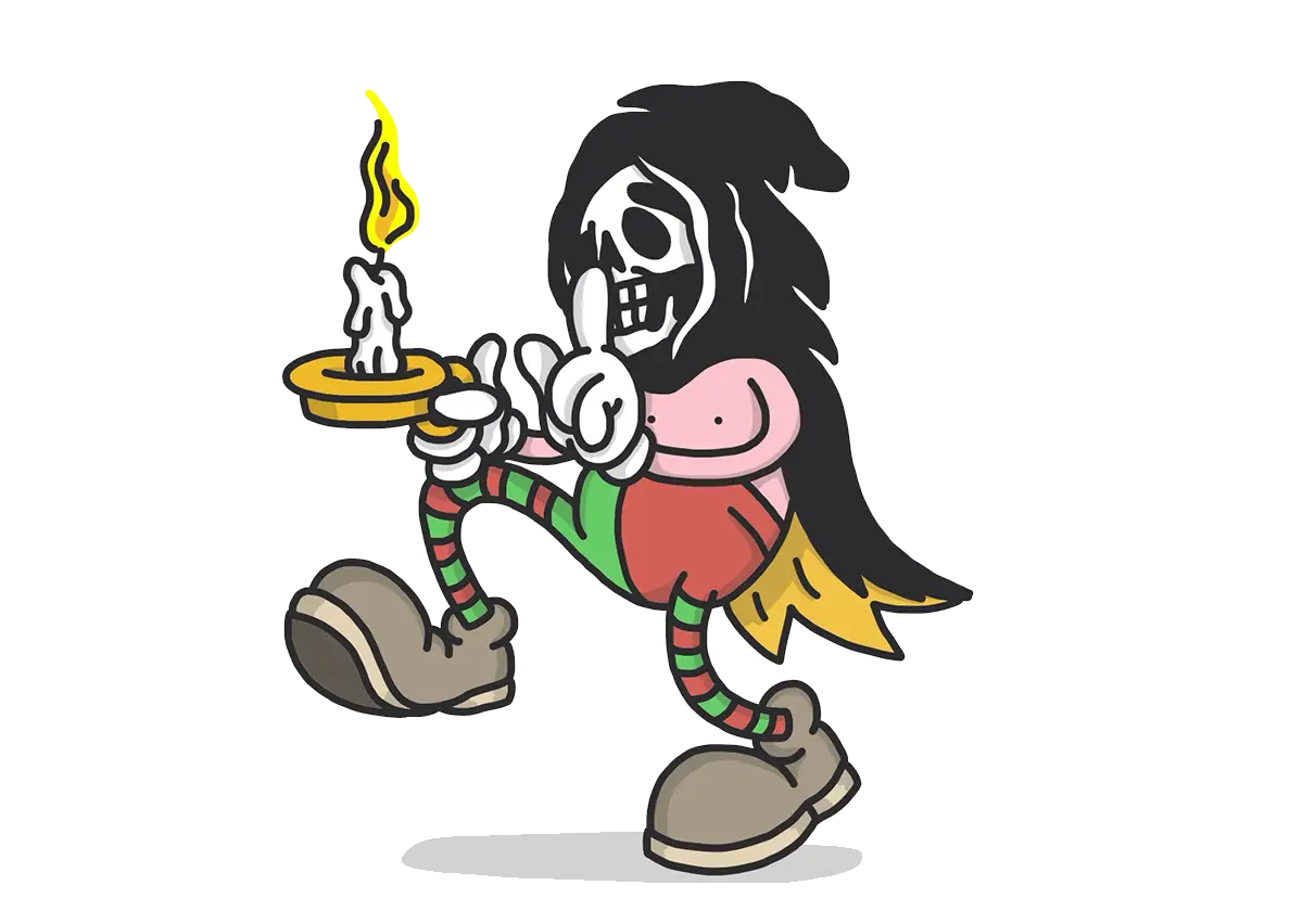 Cartoon Grim Reaper with Candle