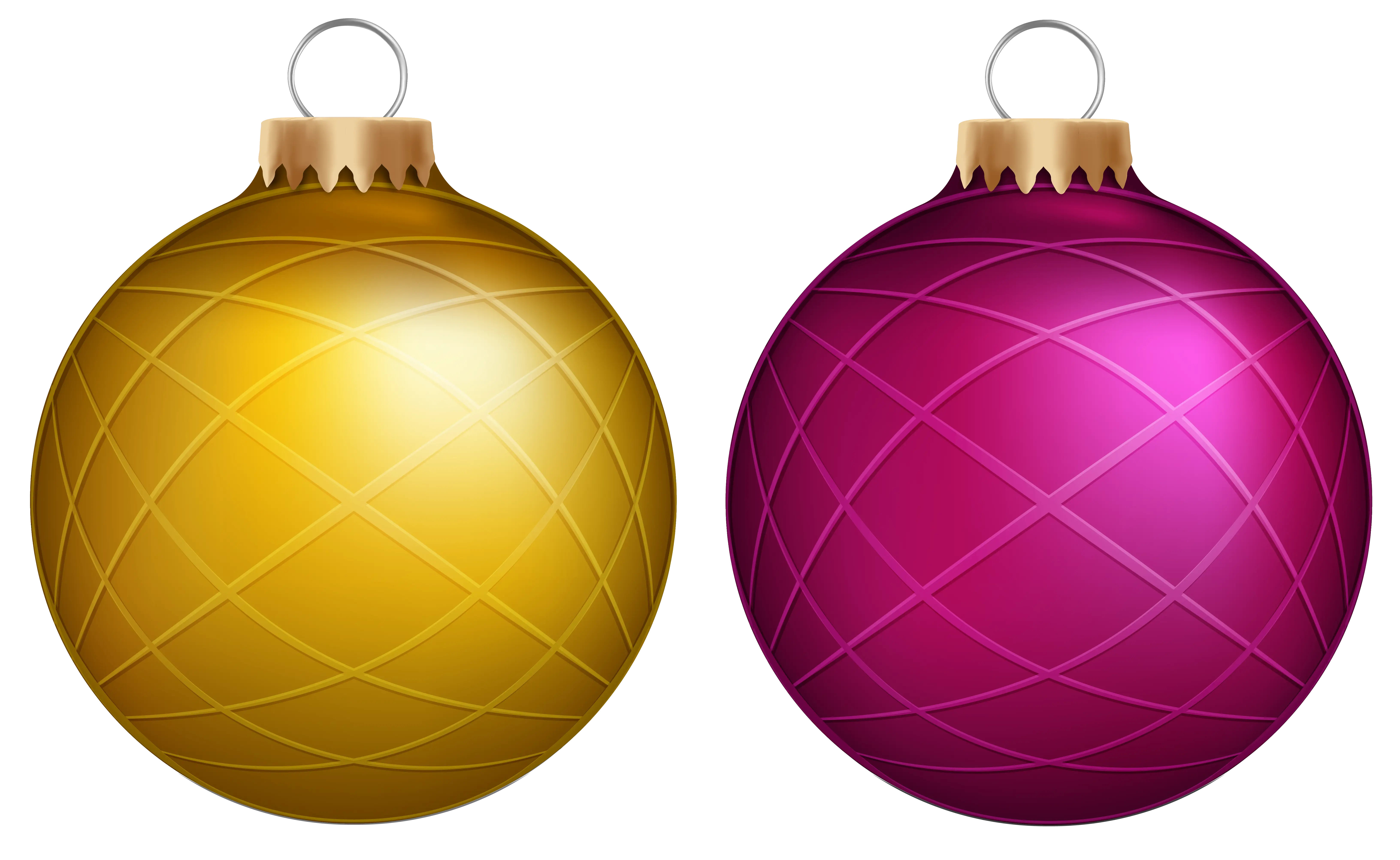 Gold and Magenta Christmas Ornaments