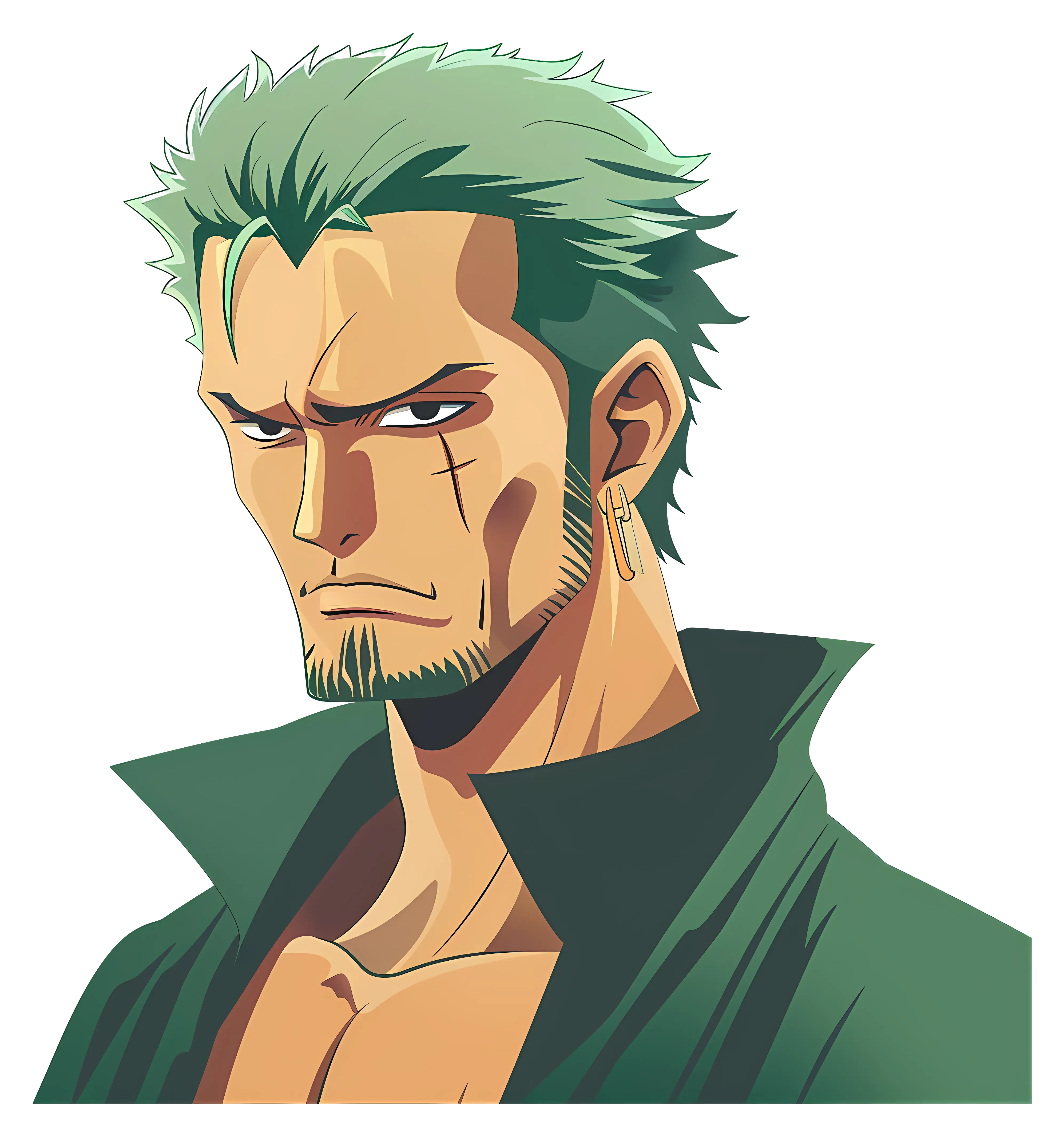 Green-Haired Anime Male Character Portrait