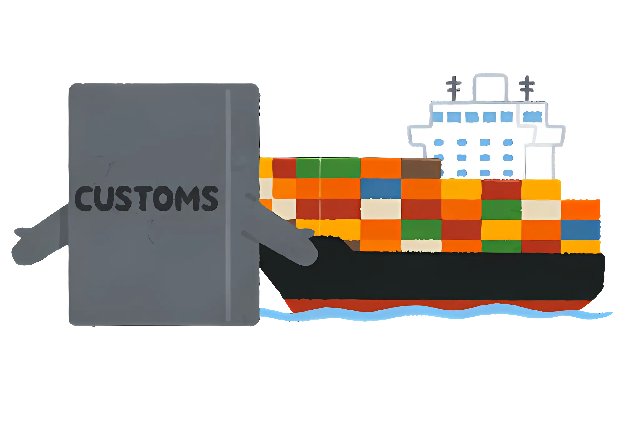 Customs and Container Ship Illustration