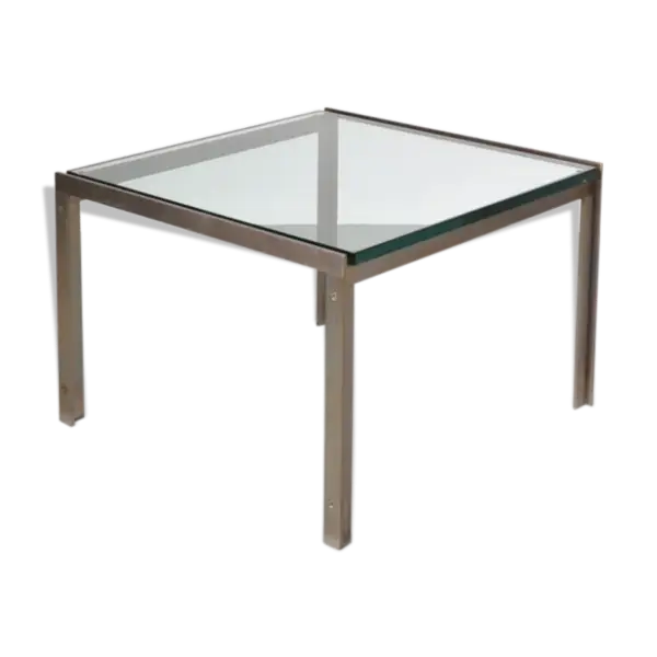 Glass Top Table with Metallic Frame