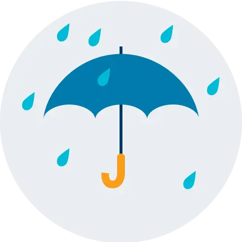 Blue Umbrella with Falling Raindrops