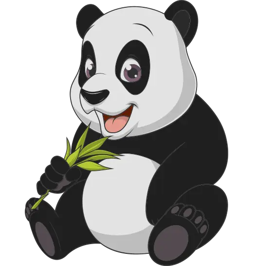 Cartoon Panda Eating Bamboo