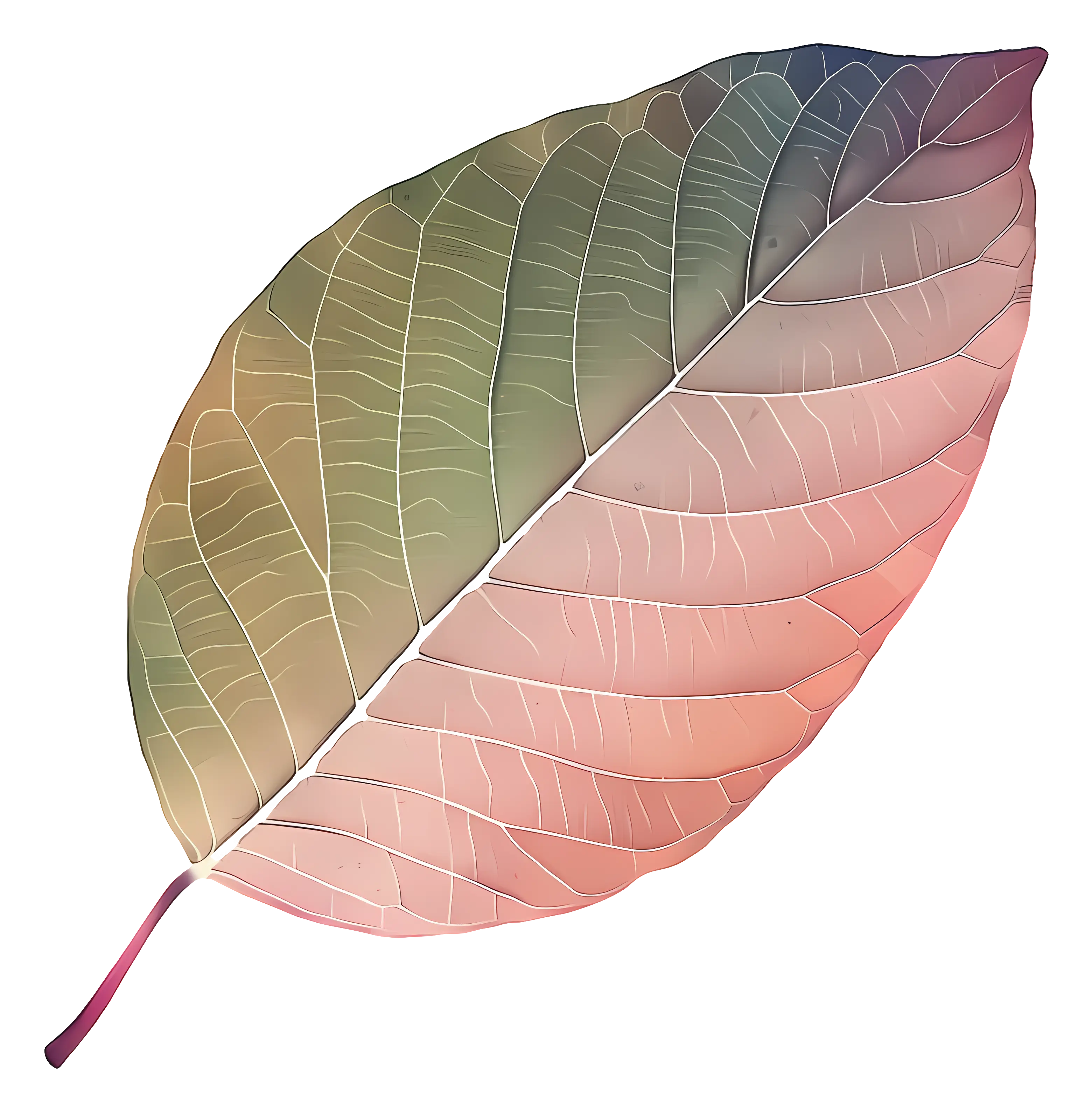 Colorful Leaf Illustration with Textures