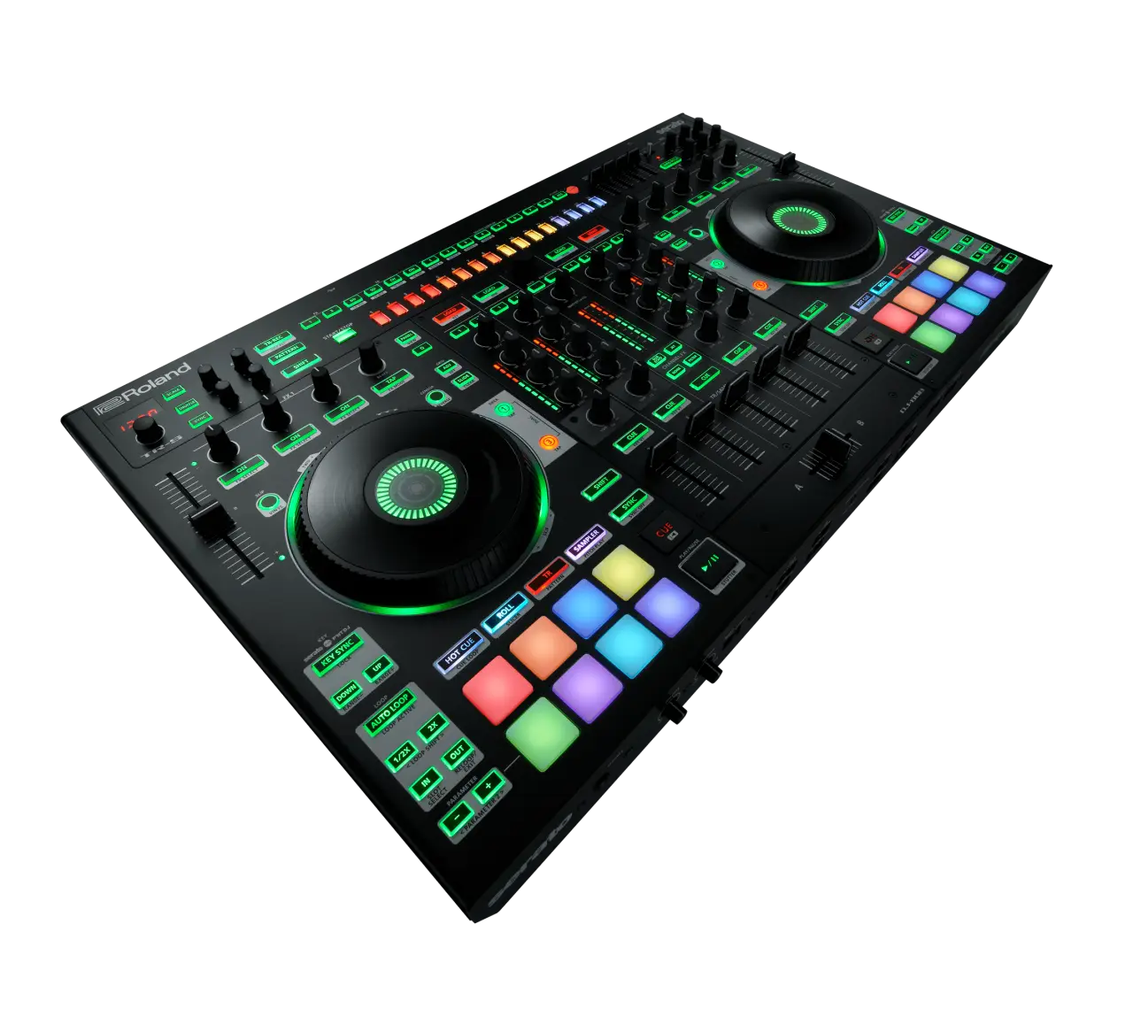 DJ Controller with Turntable and LED Lights