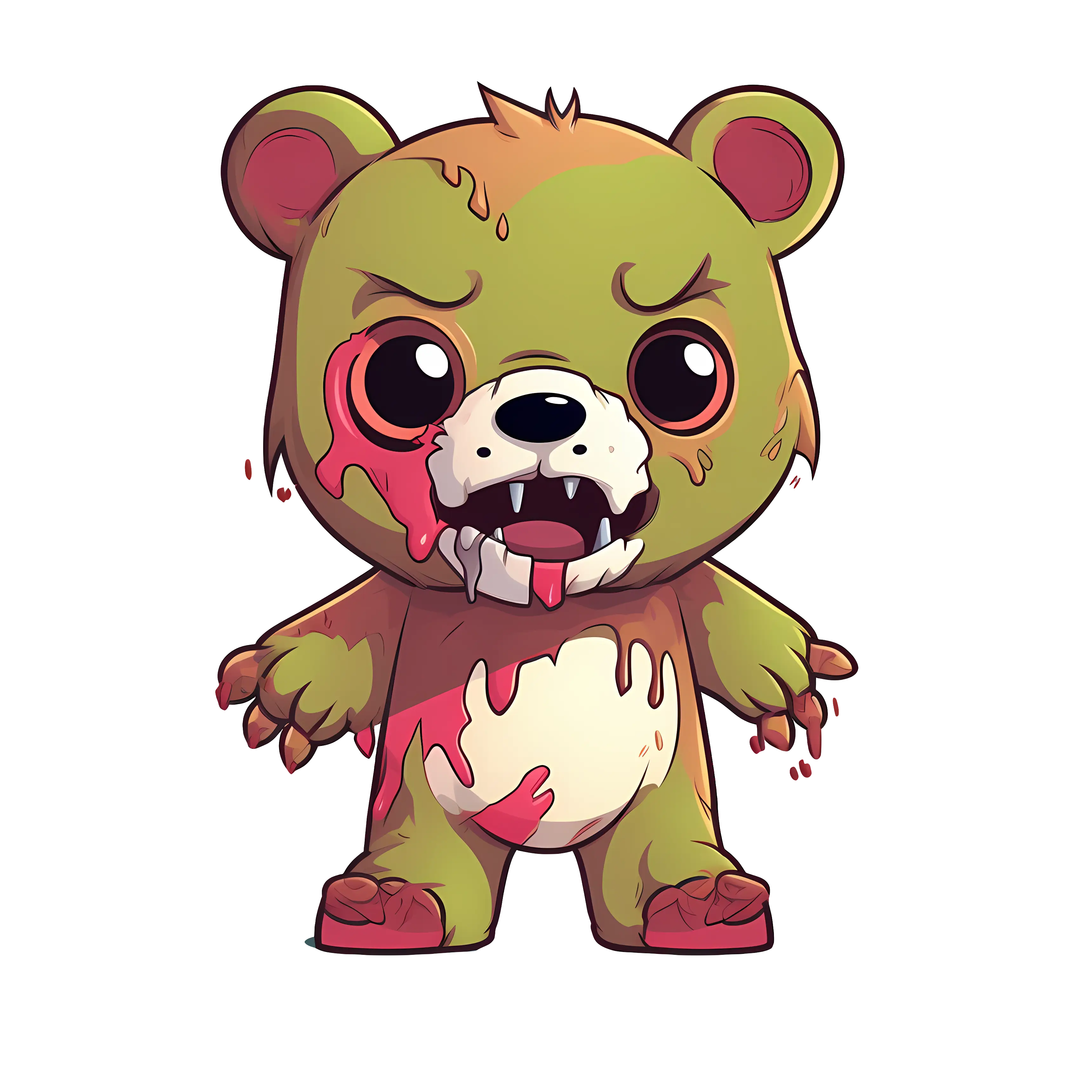 Zombie Bear Cartoon with Bloody Design