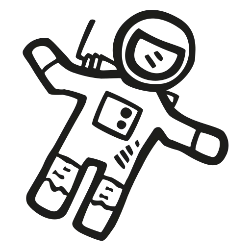 Black and White Doodle Astronaut Illustration
