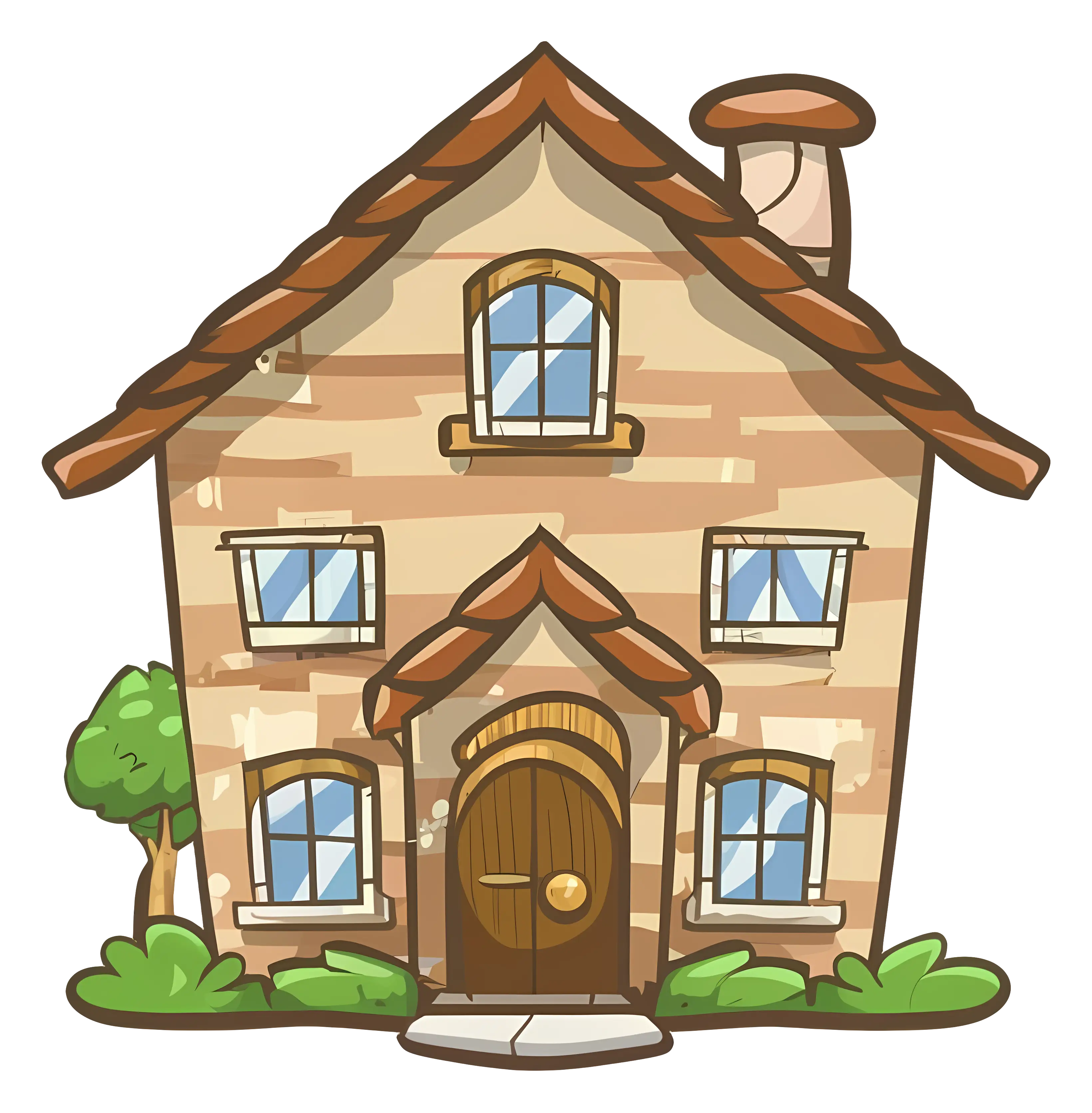 Cute Cartoon Brick House Illustration