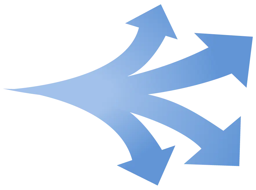 Triple Diverging Arrows in Blue