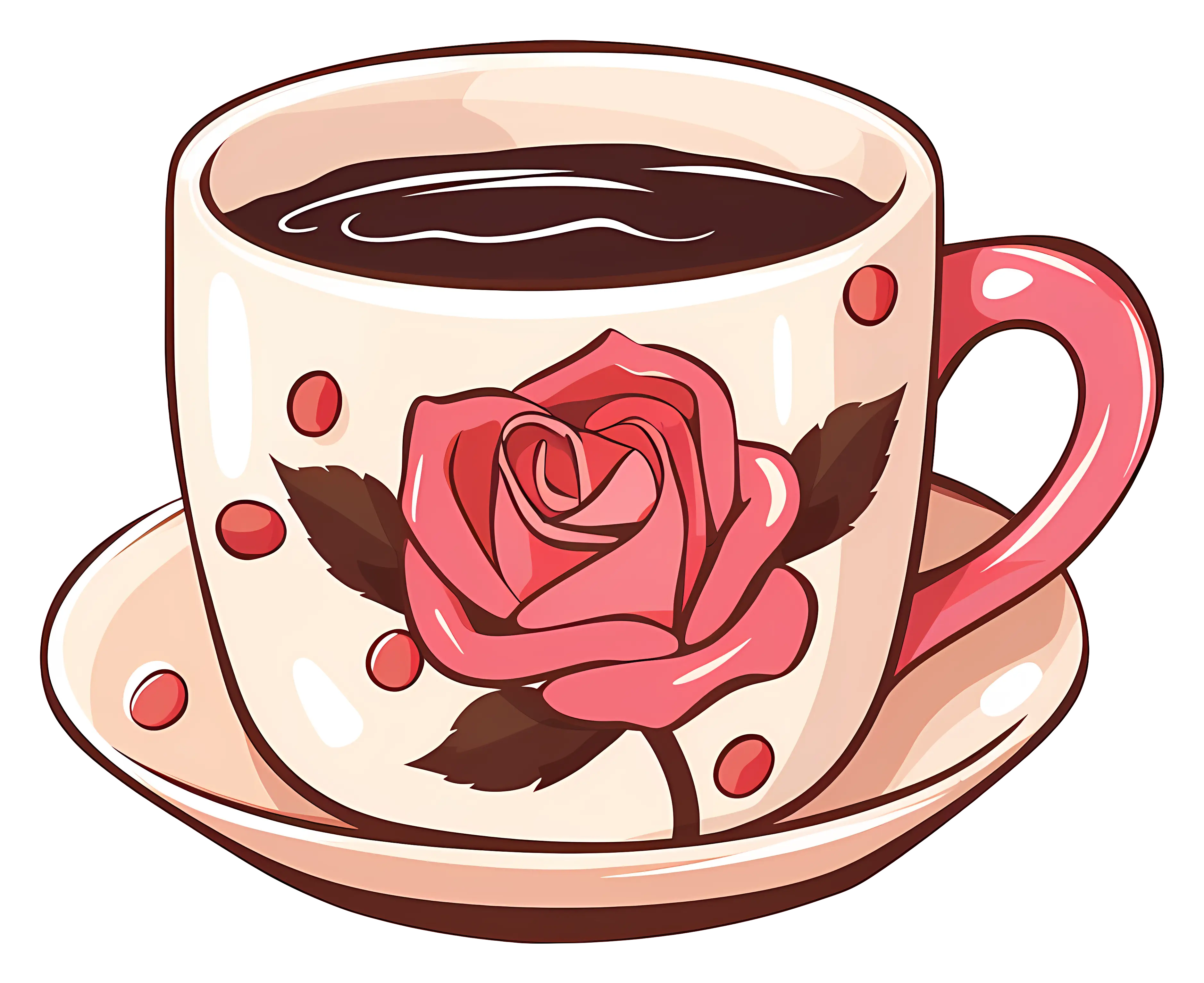 Rose-Designed Coffee Cup Illustration