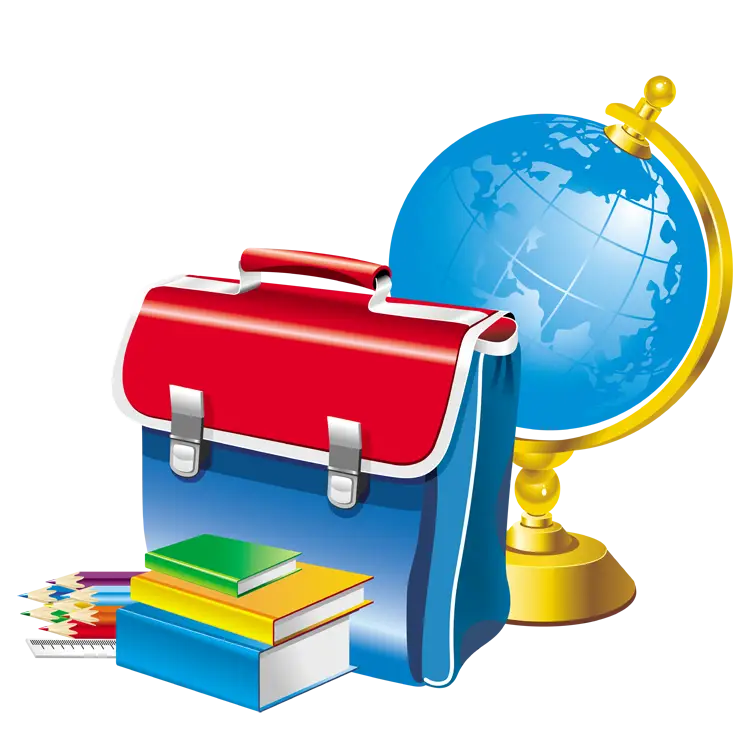 Backpack and Globe with School Supplies