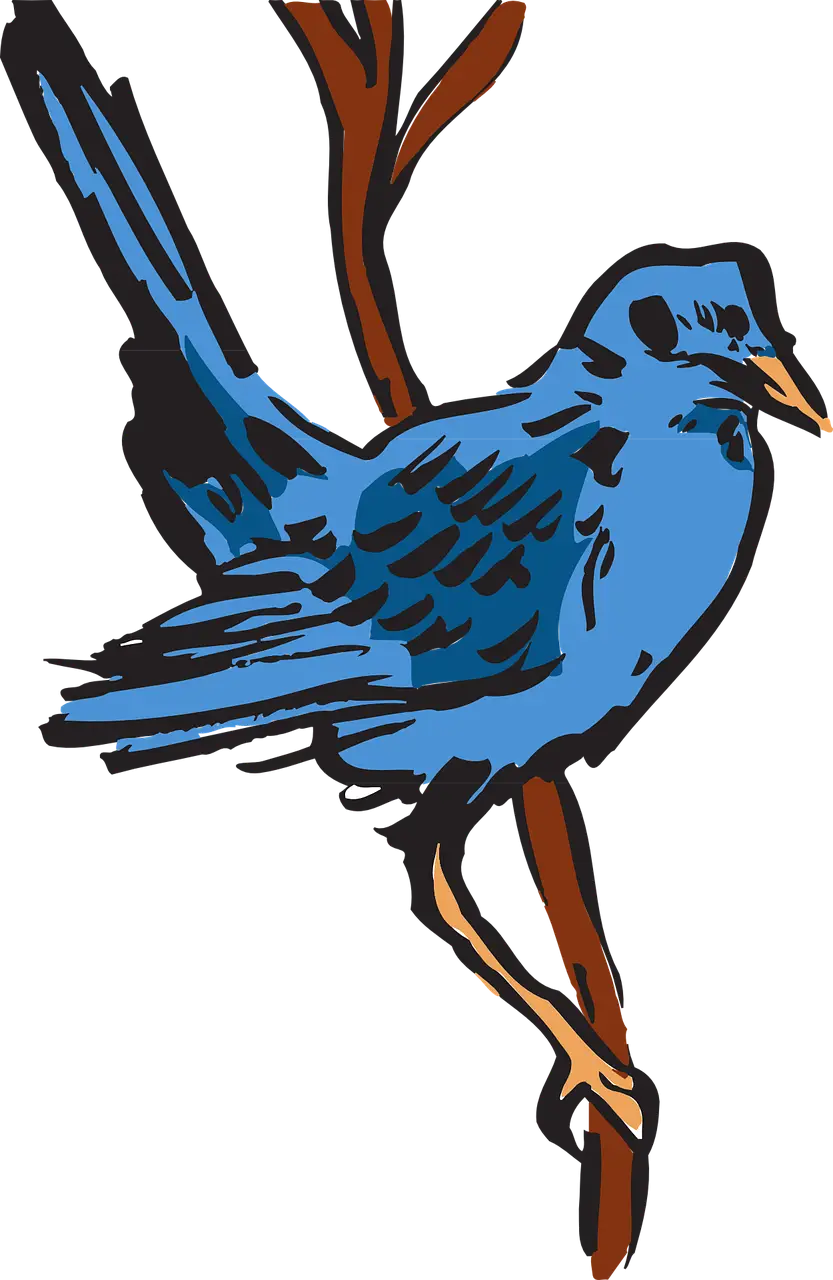 Blue Bird Perched on a Tree Branch