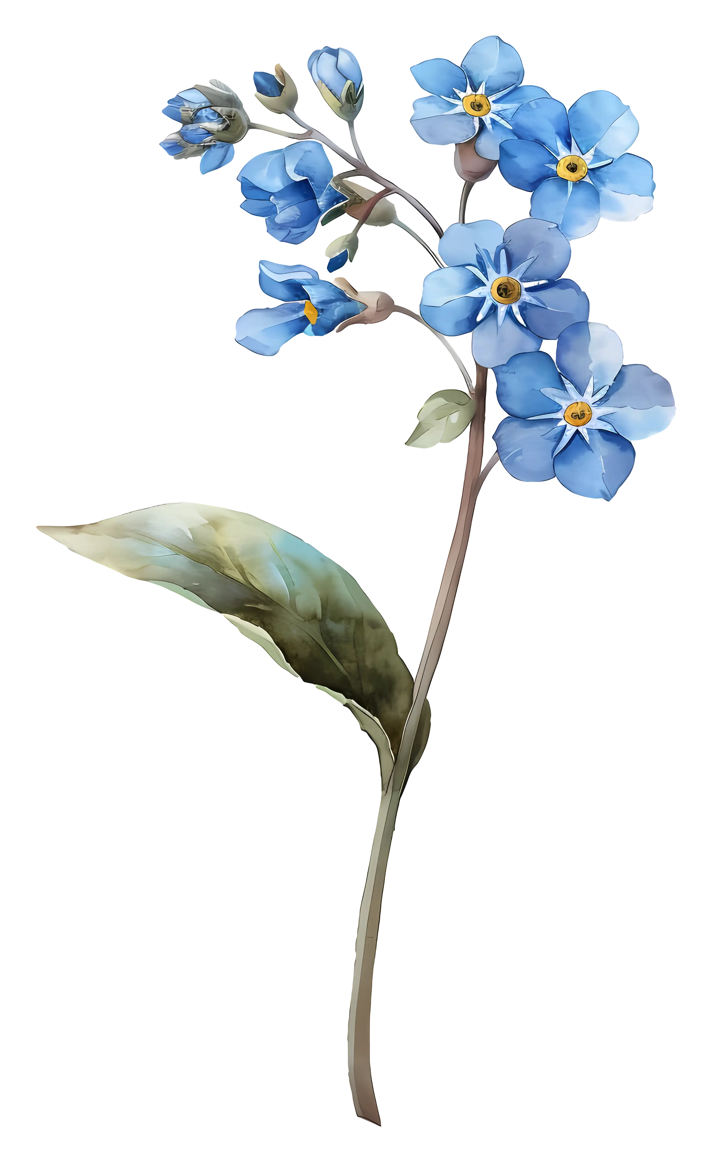 Minimalist Single Forget-Me-Not Illustration