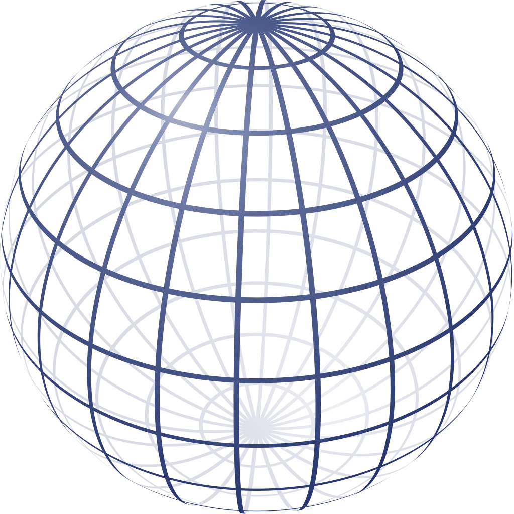 Blue Wireframe Globe with Transparent Grid