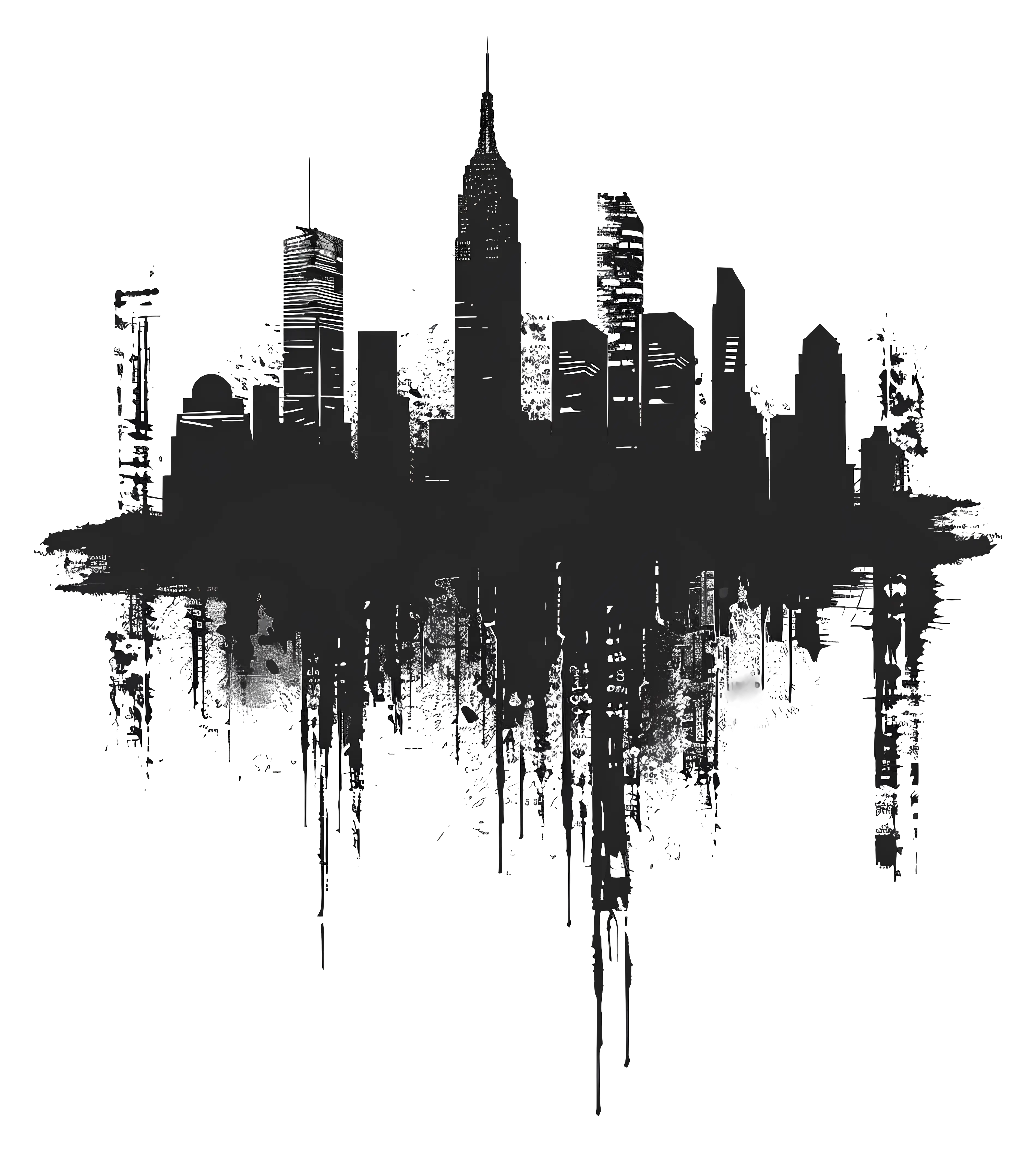 Abstract Black City Skyline Artwork