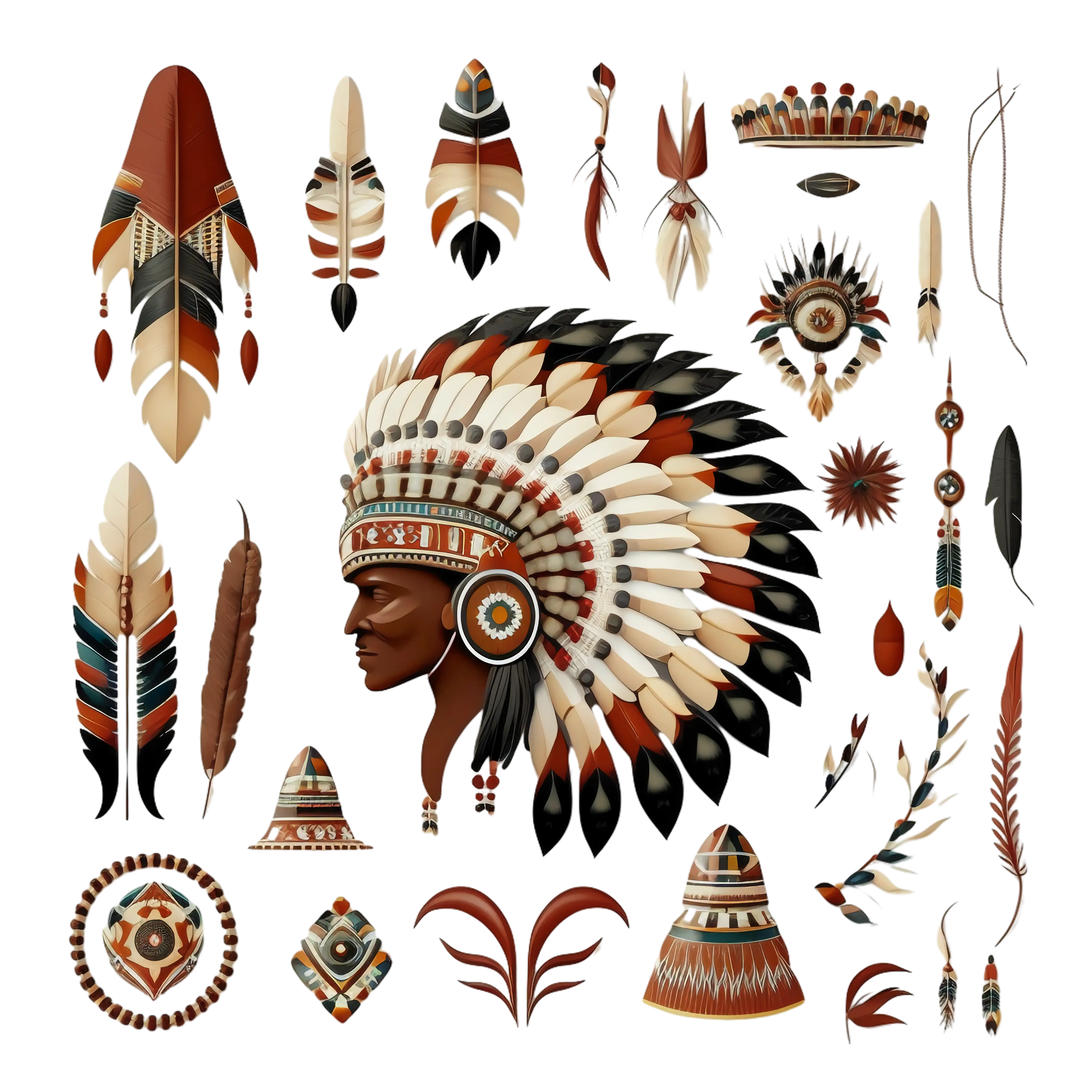 Native American Headdress with Feathers