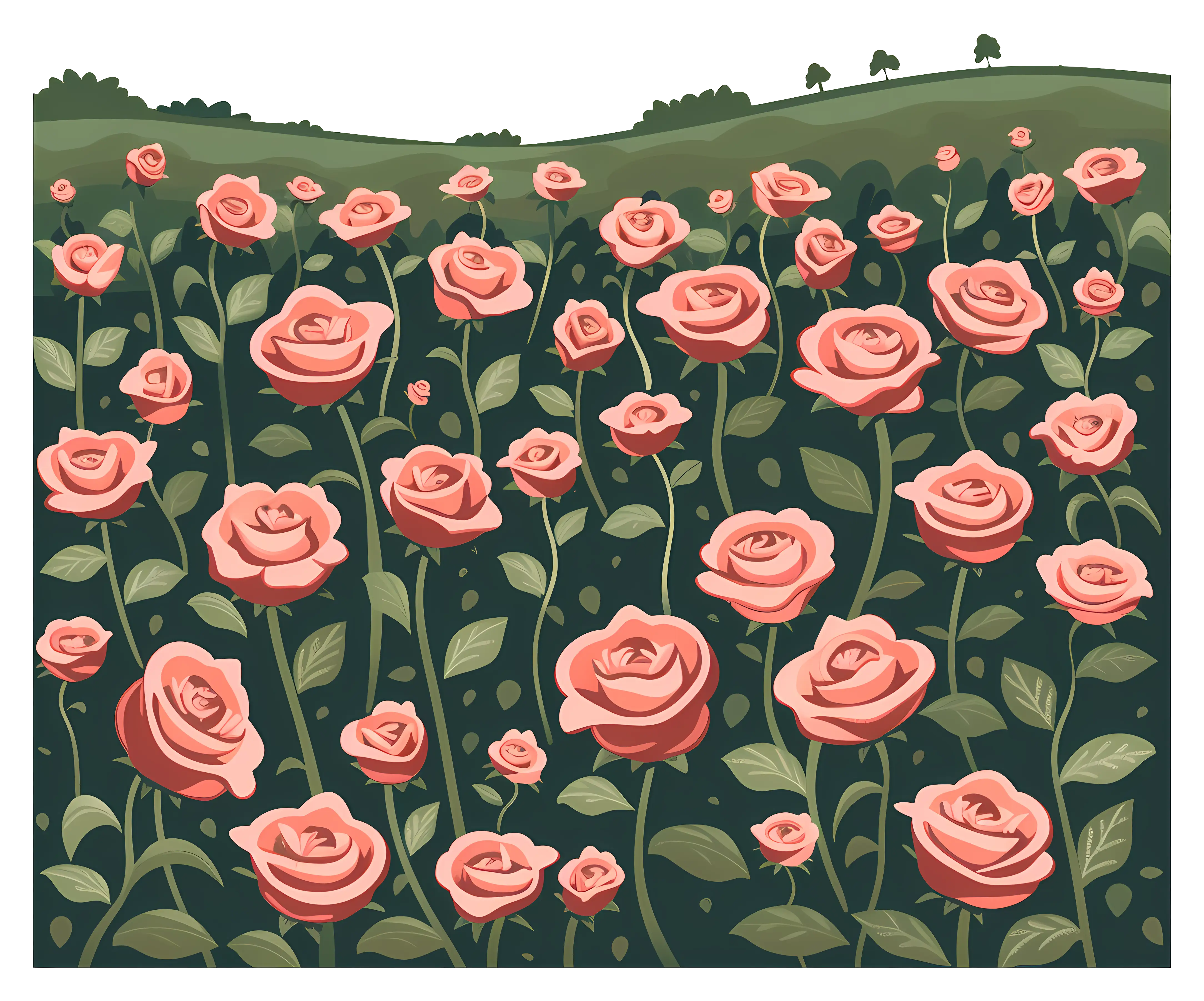 Blooming Pink Roses in Garden