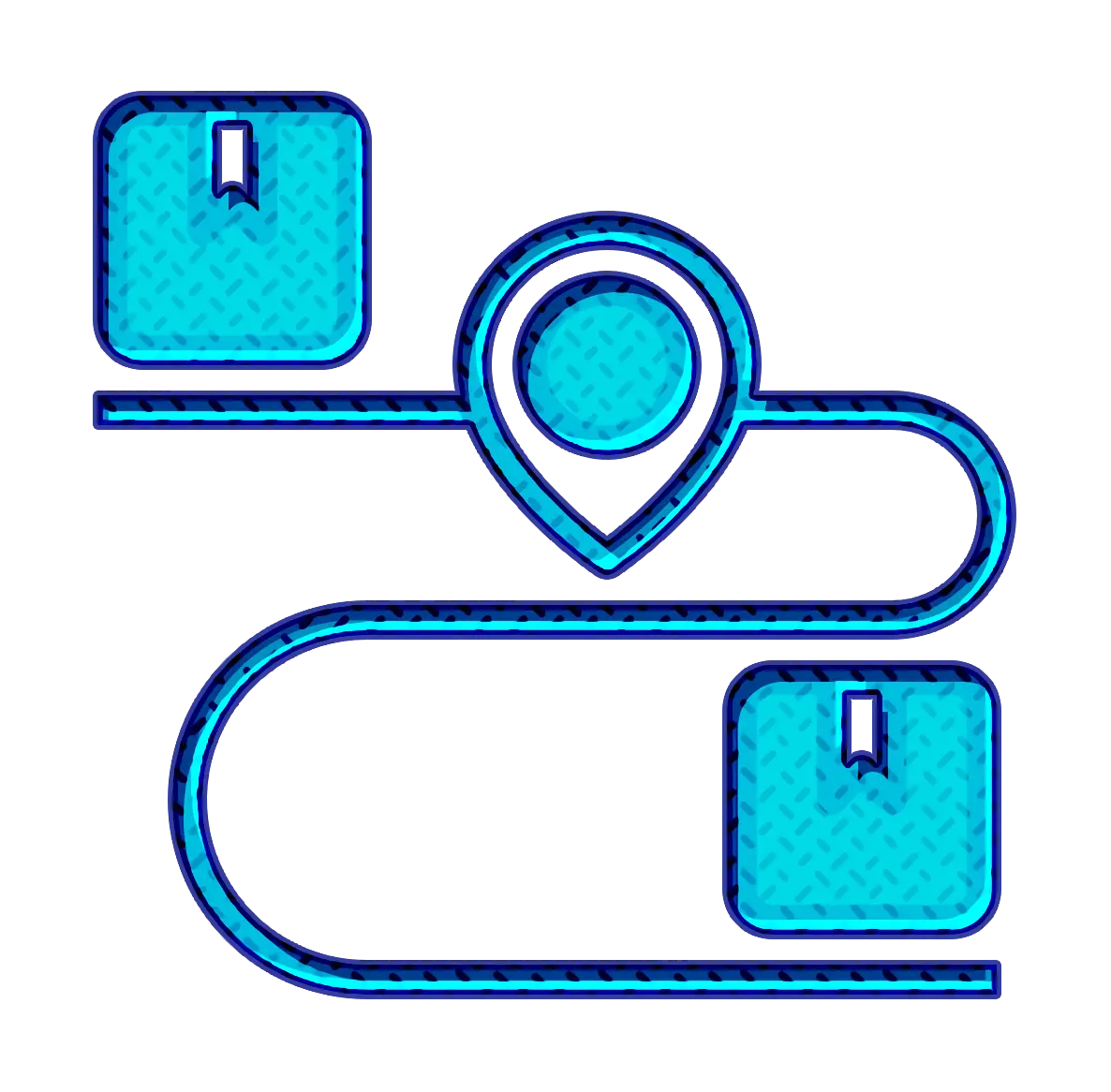 Blue Route Icon for Navigation