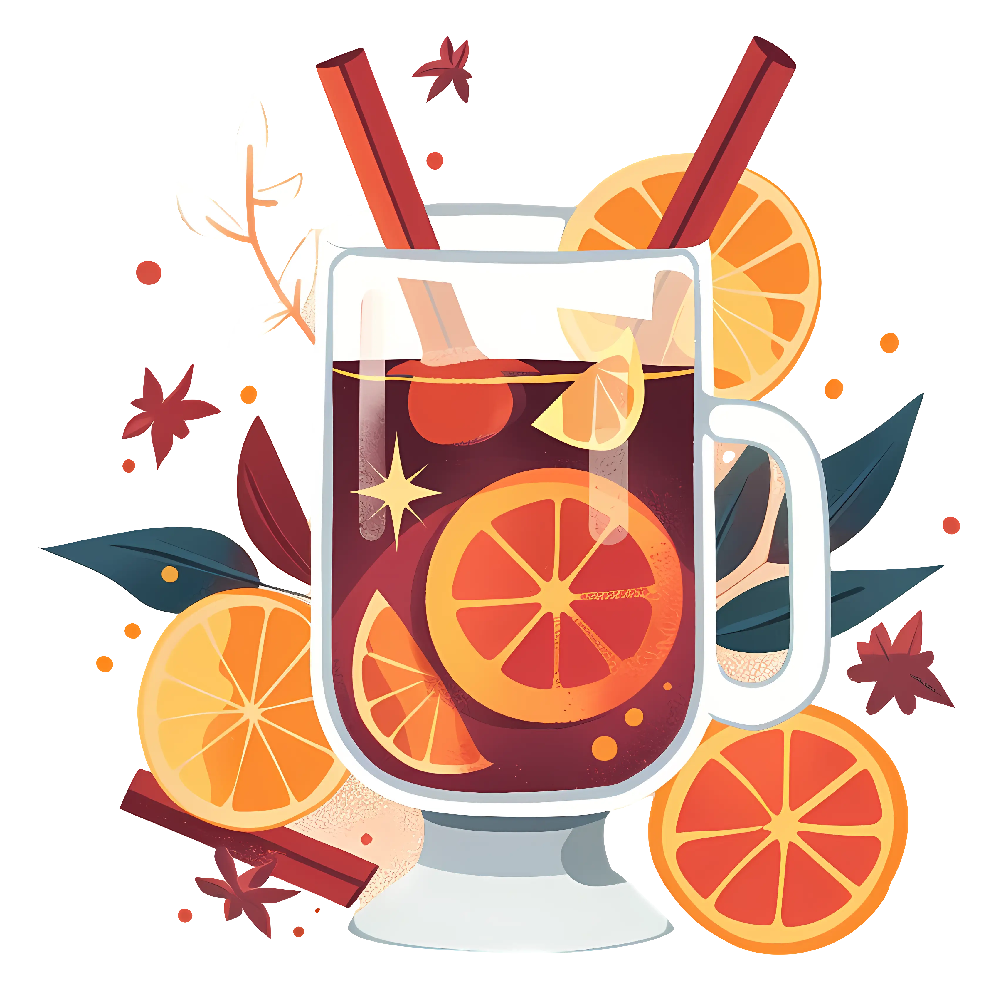 Glass of Citrus and Cinnamon Decorative Drink
