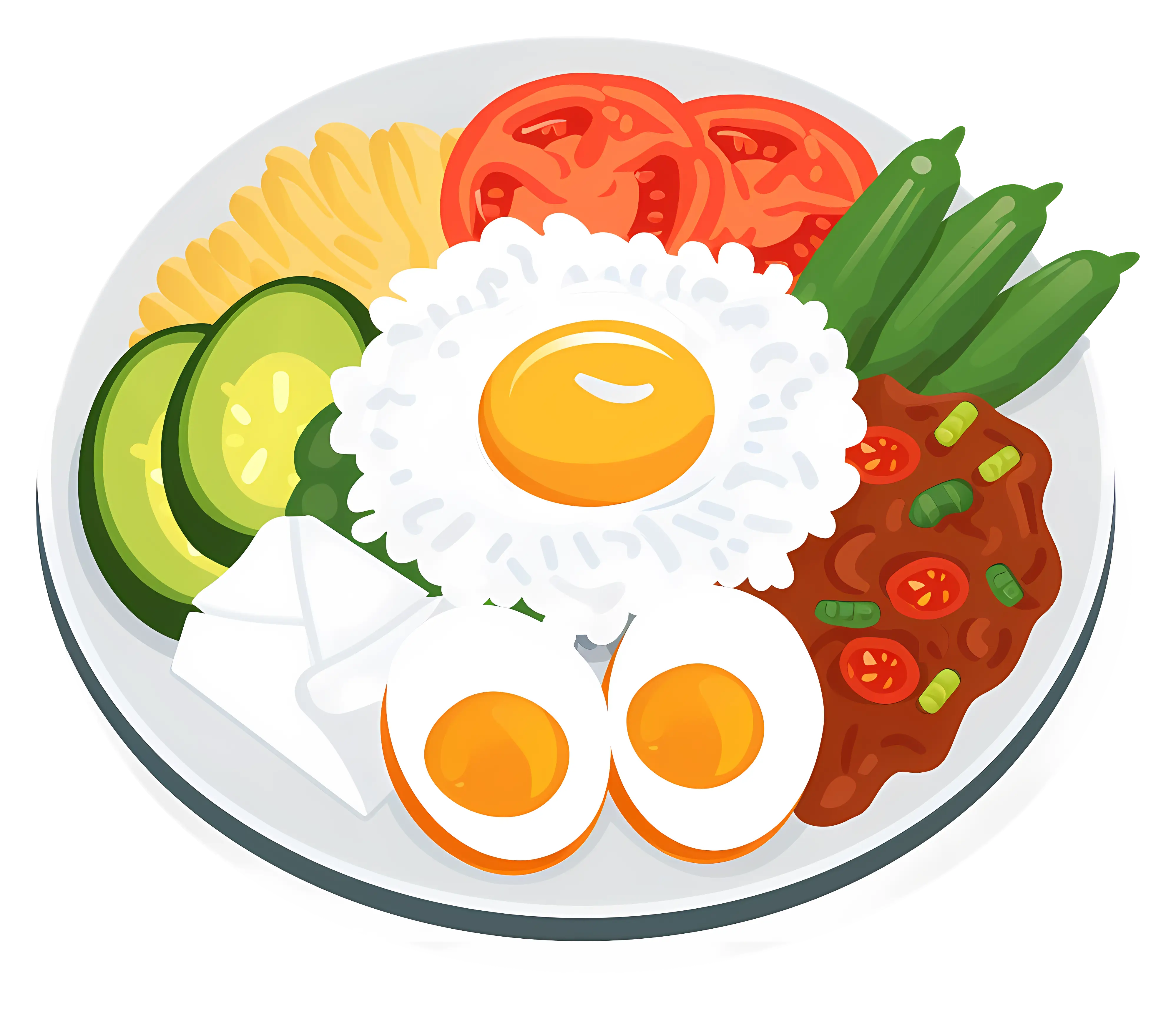 Breakfast Plate with Eggs and Vegetables