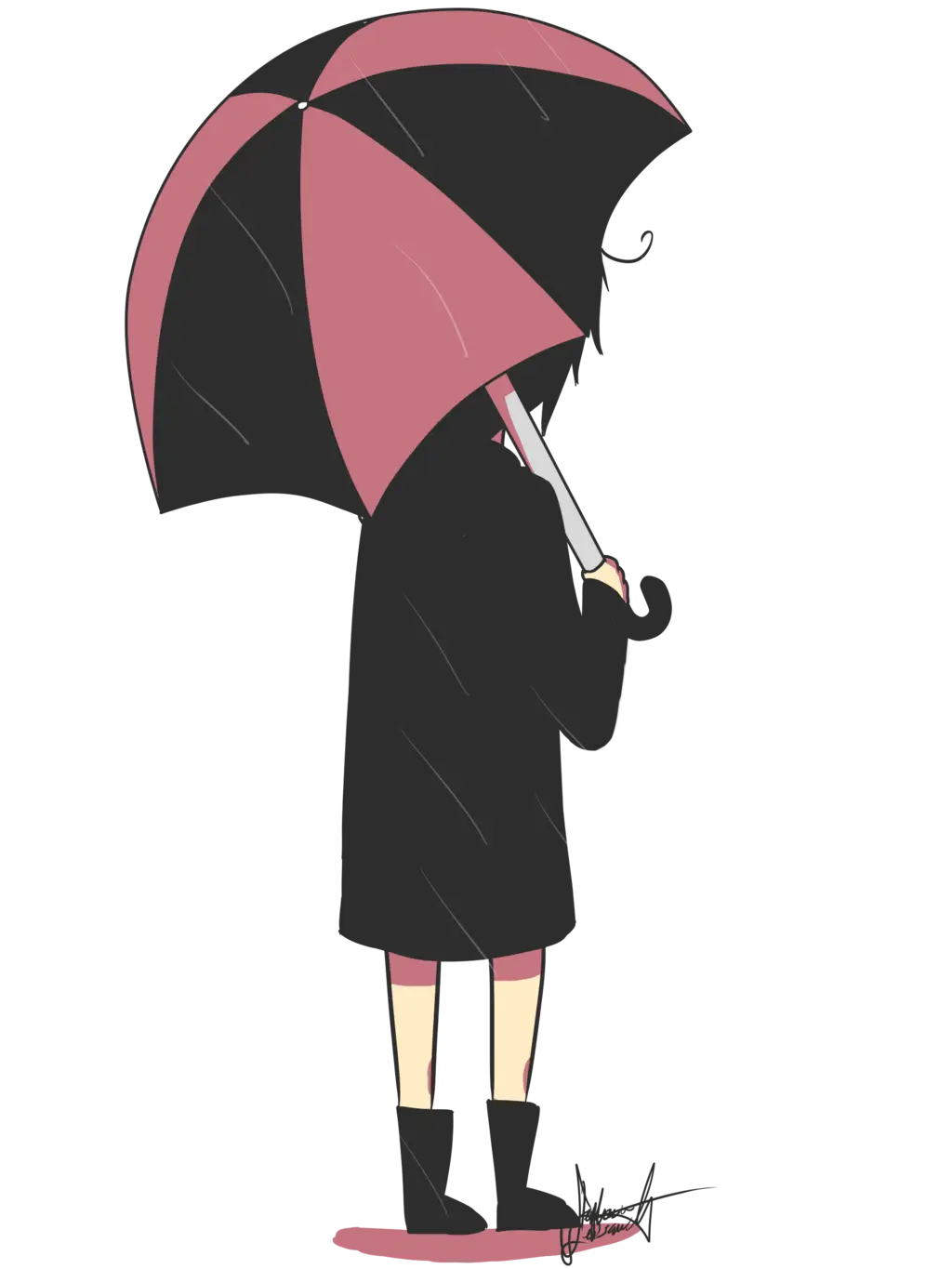 Girl with Umbrella in the Rain