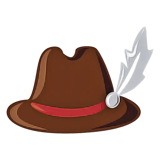 Brown Hat with Feather Detail