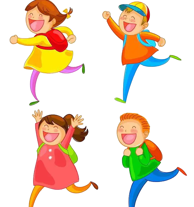 Happy Children Running Illustration