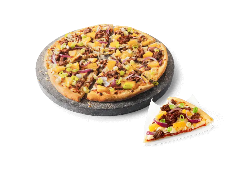 Cheesy Pizza with Toppings and Slice Illustration