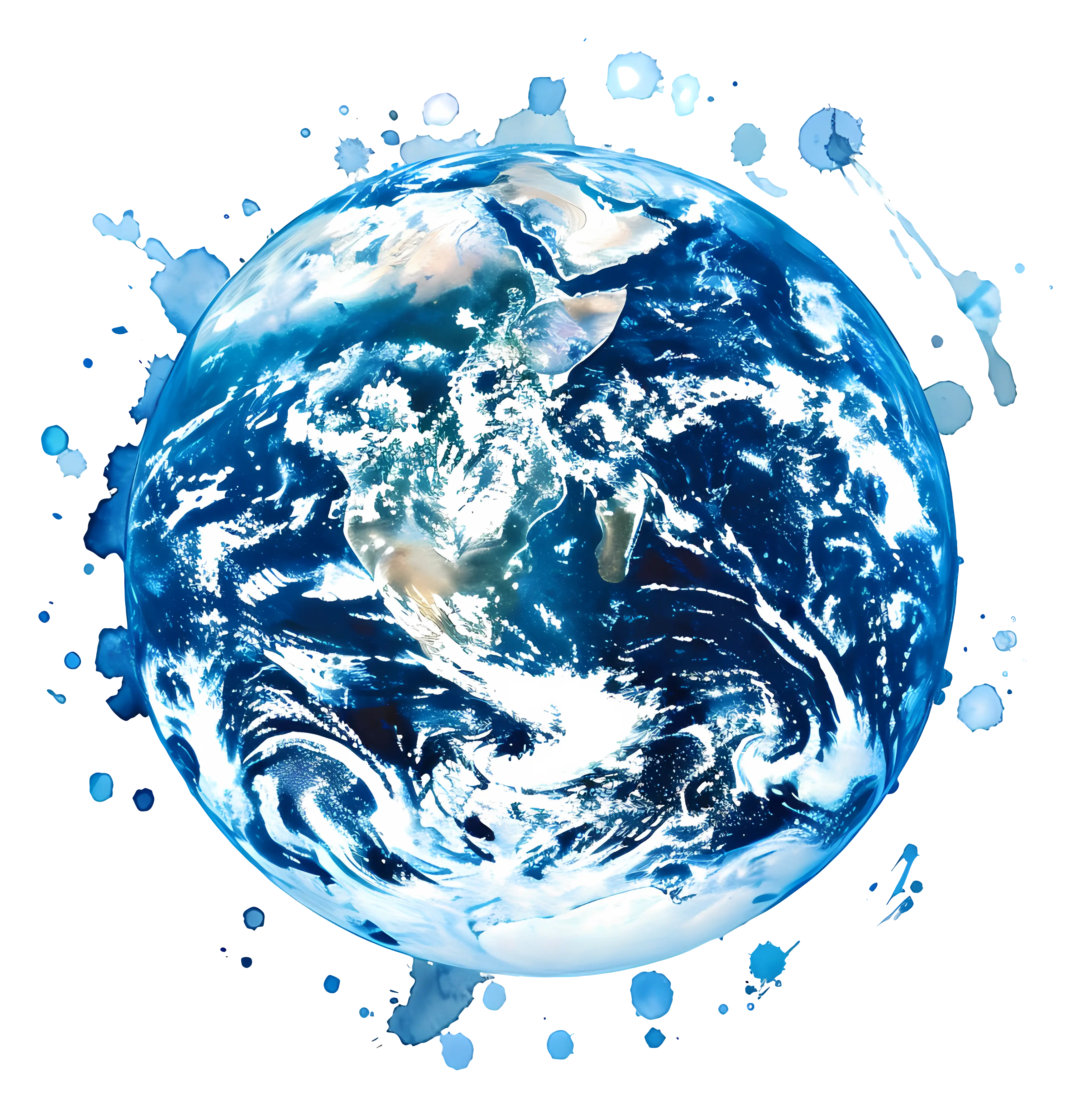 Blue Watercolor Style Earth Illustration