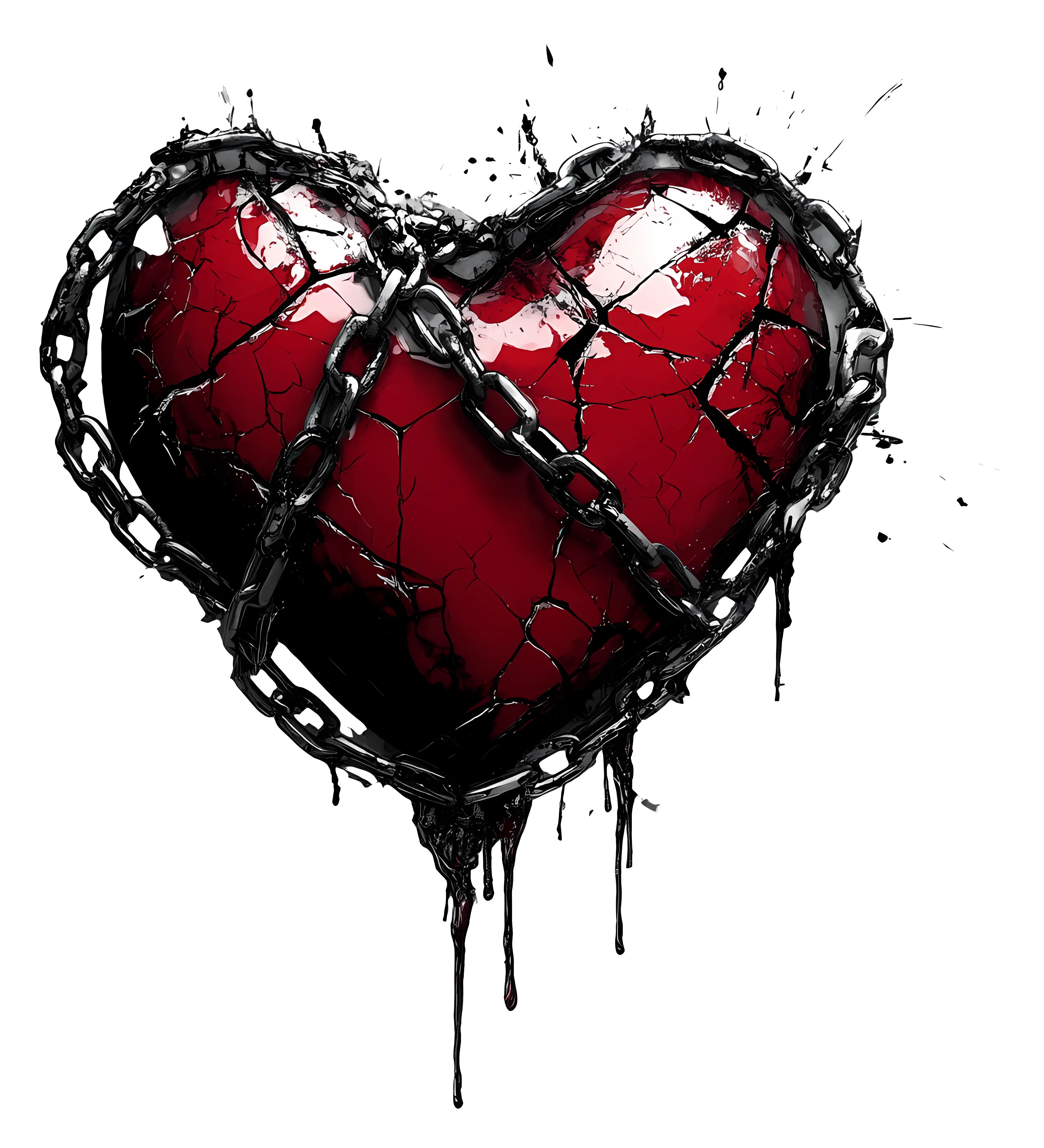 Broken Heart with Chains Illustration