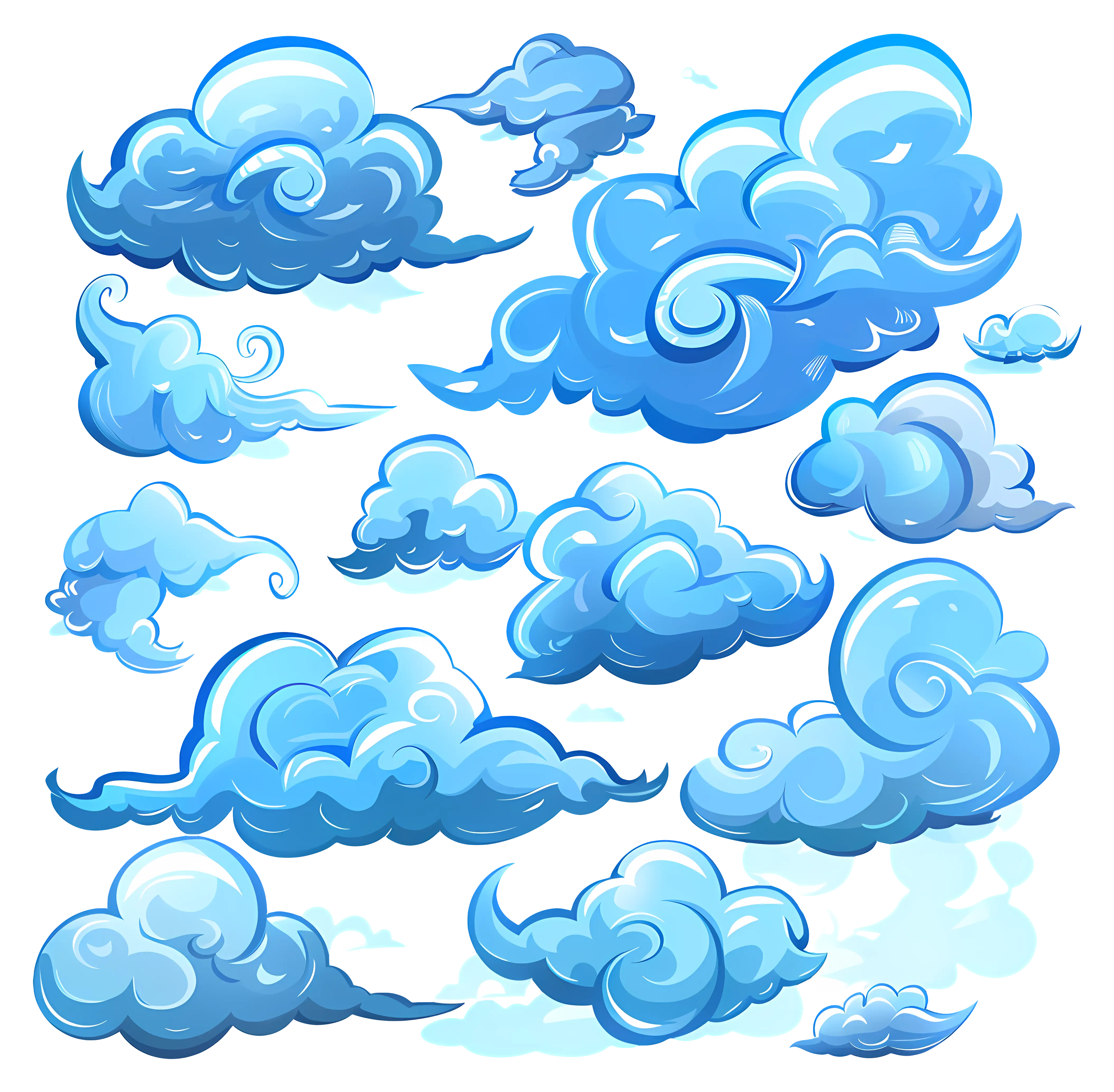 Cartoon Blue Clouds Illustration