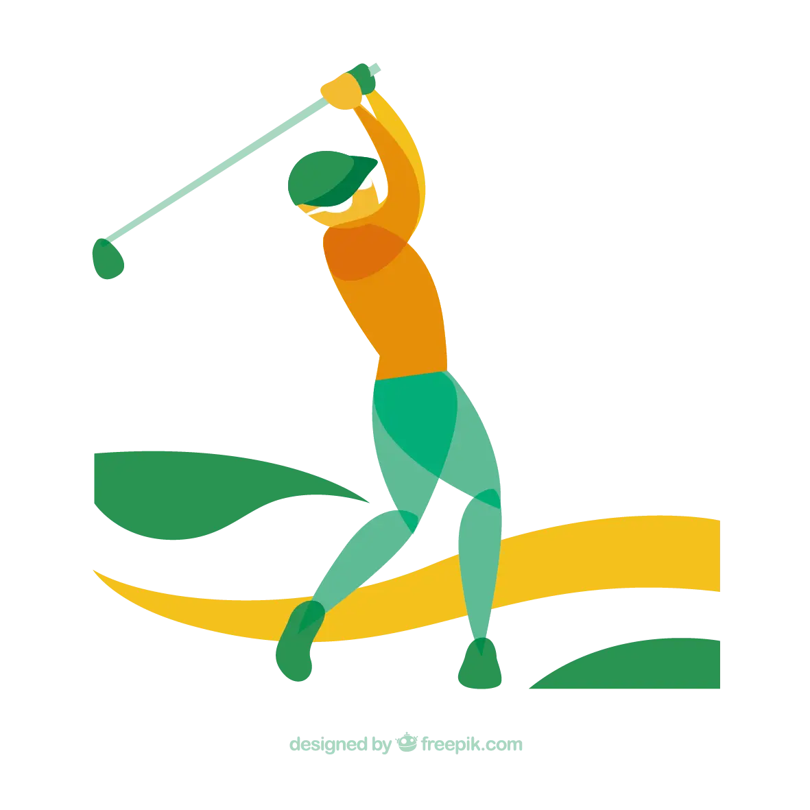 Golfer Swinging Golf Club
