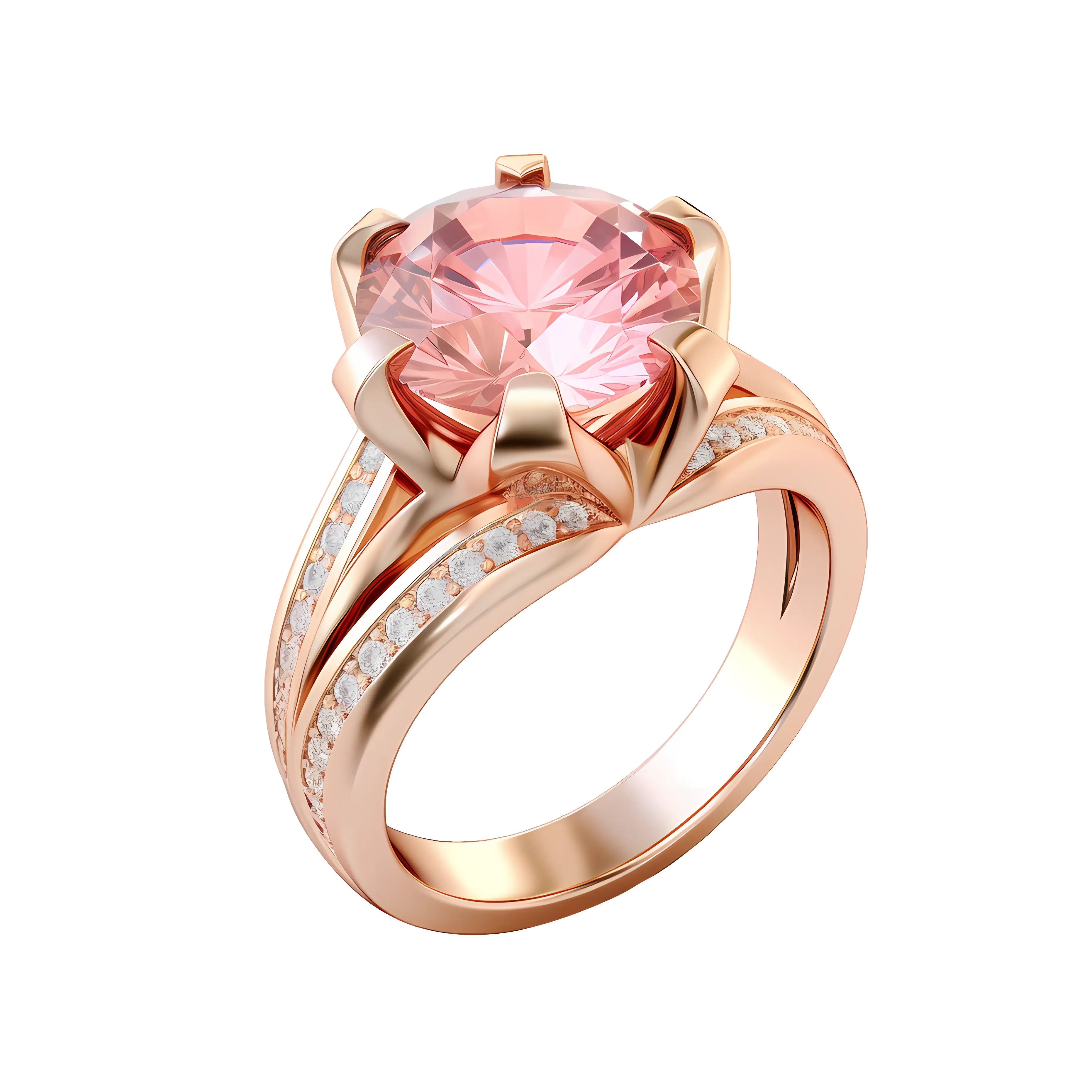 Golden Ring with Pink Diamond Luxury Jewelry
