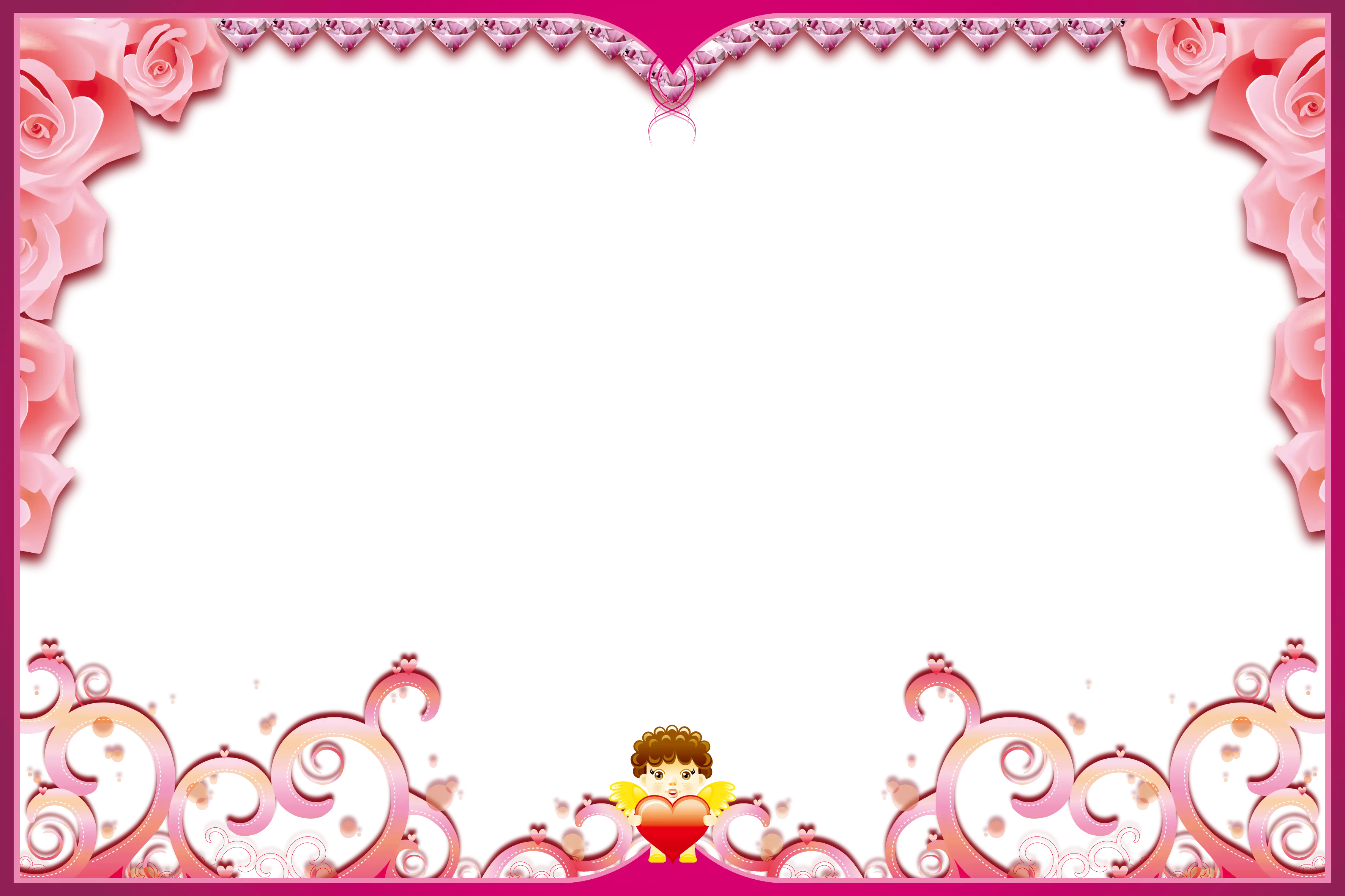Decorative Pink Frame with Roses