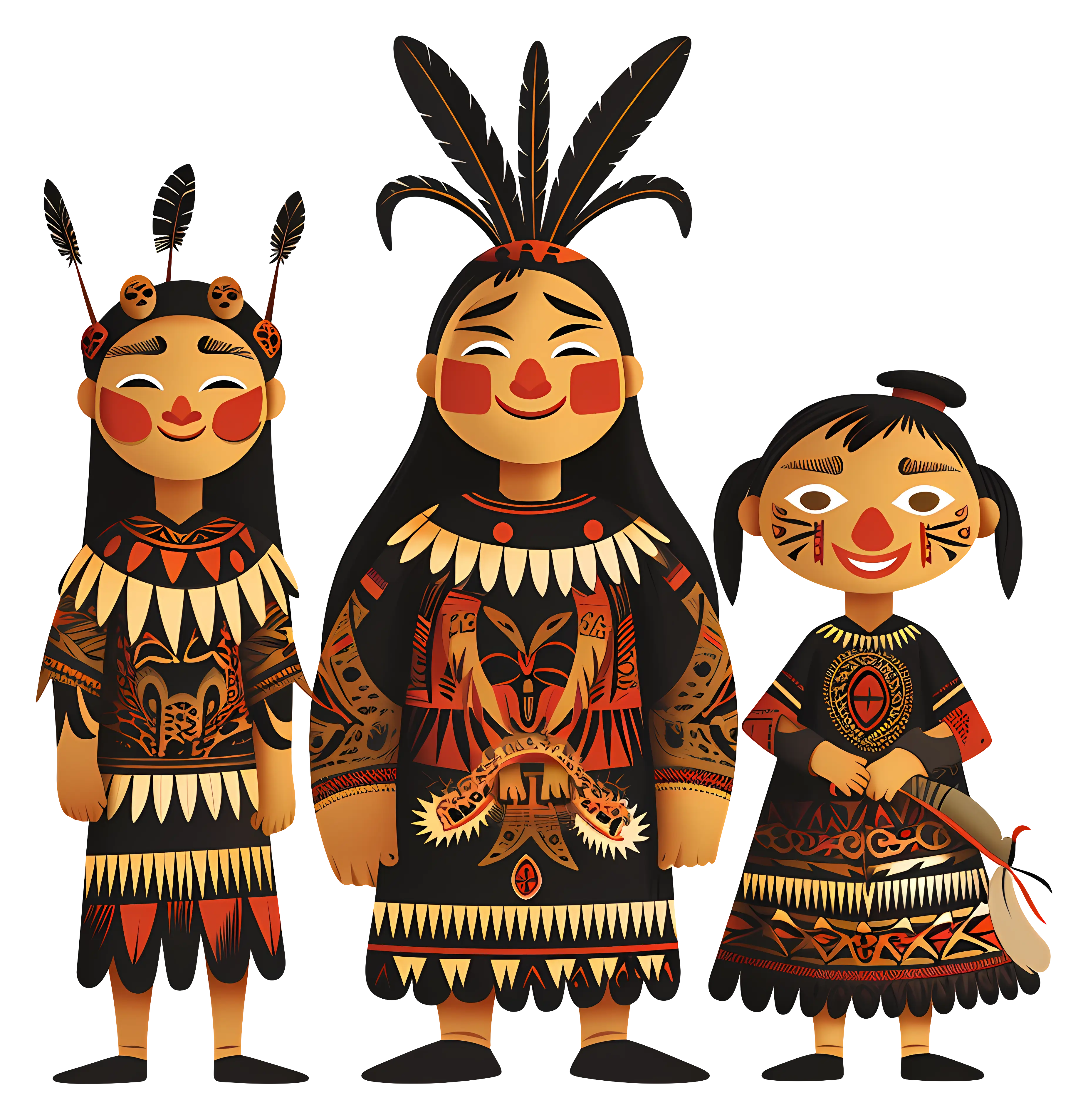 Tribal Family in Traditional Attire