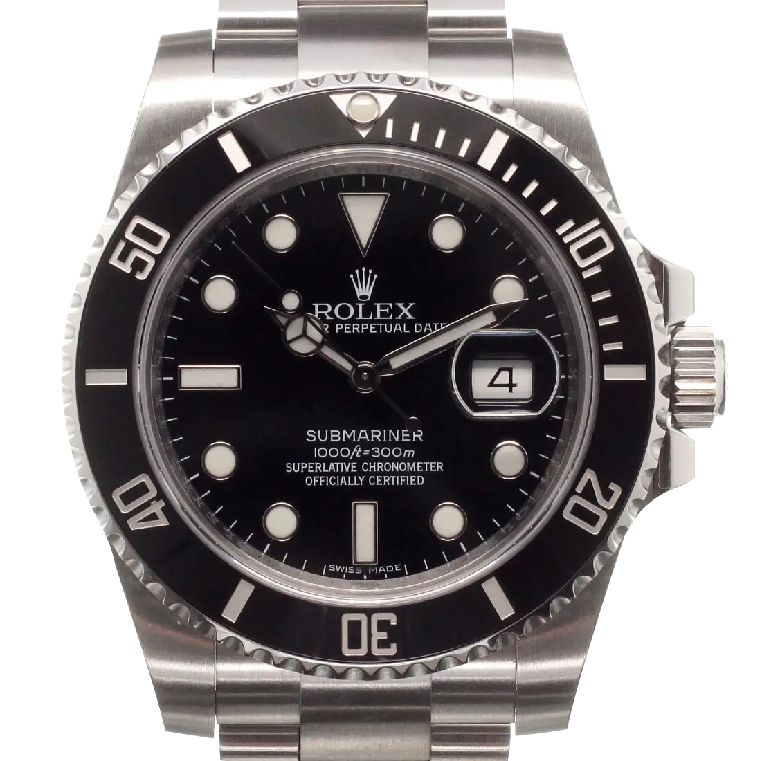 Black Wristwatch with Stainless Steel Strap