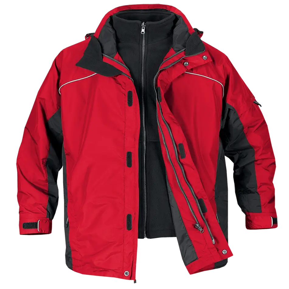 Red Durable Outdoor Jacket with Black Accents