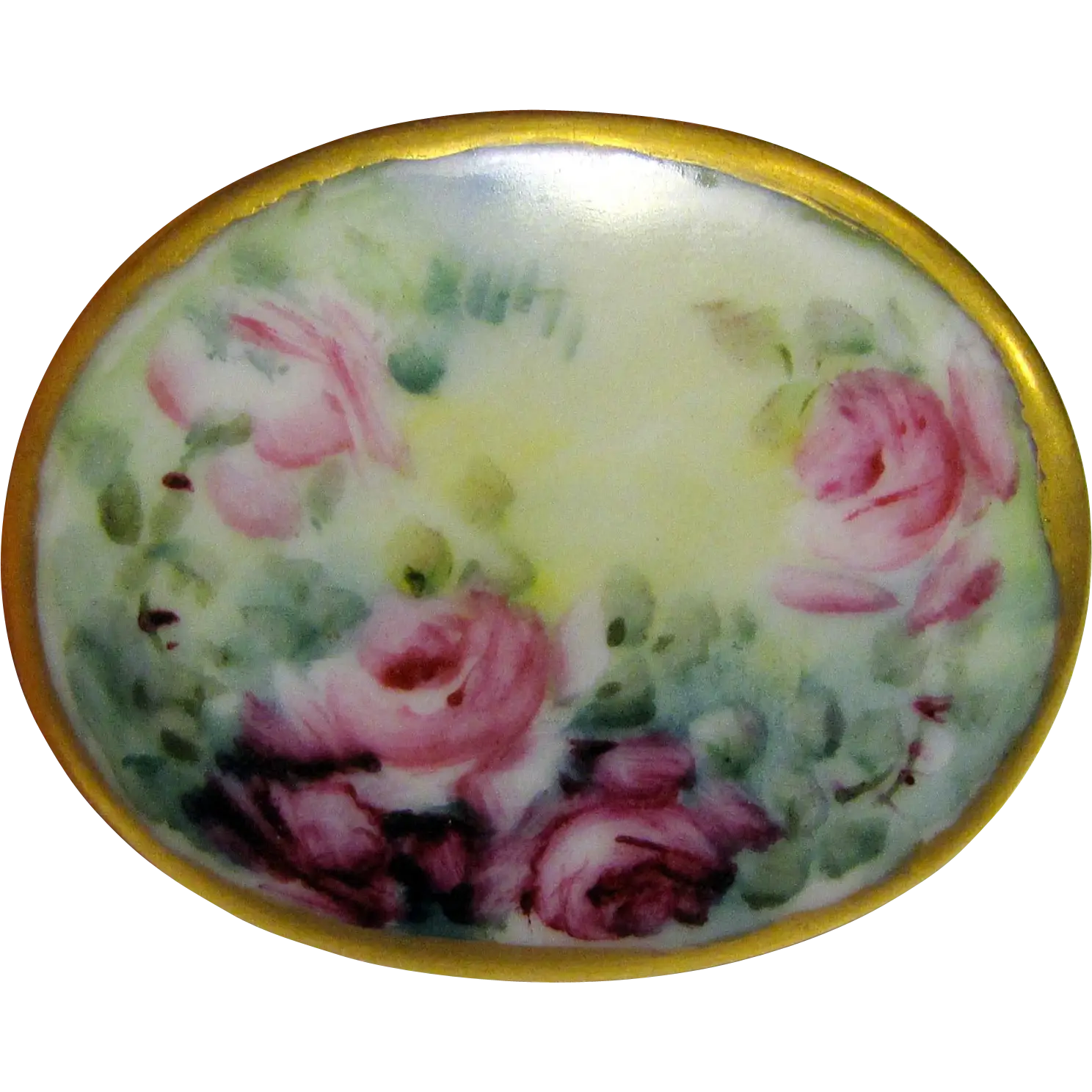 Vintage Floral Brooch with Pink Roses