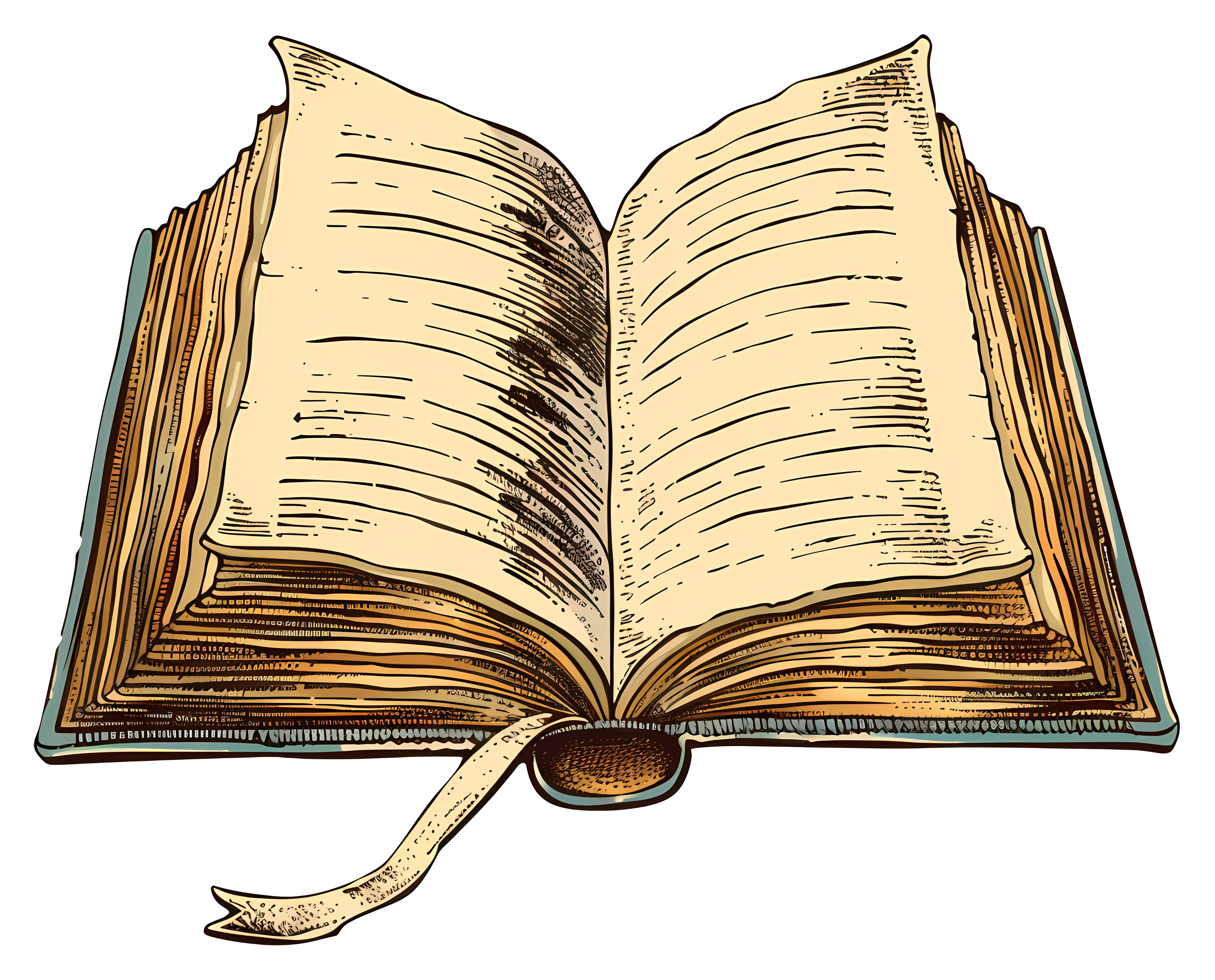 Vintage Open Book with Bookmark Illustration