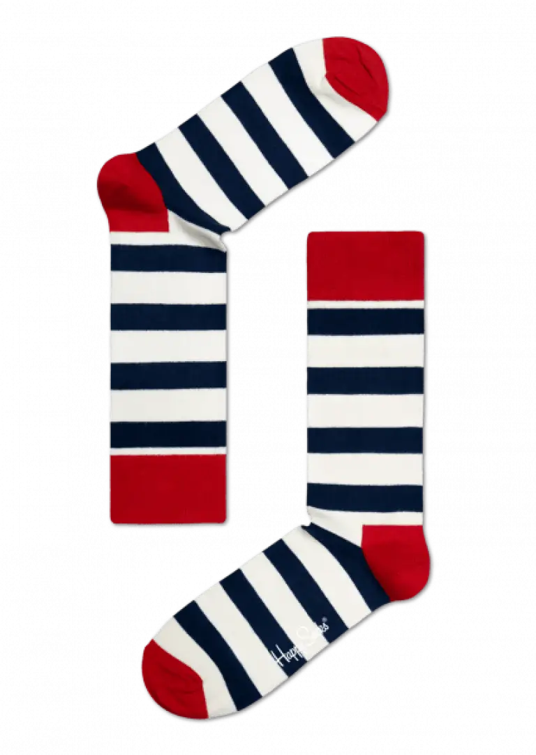 Red and Navy Blue Striped Socks