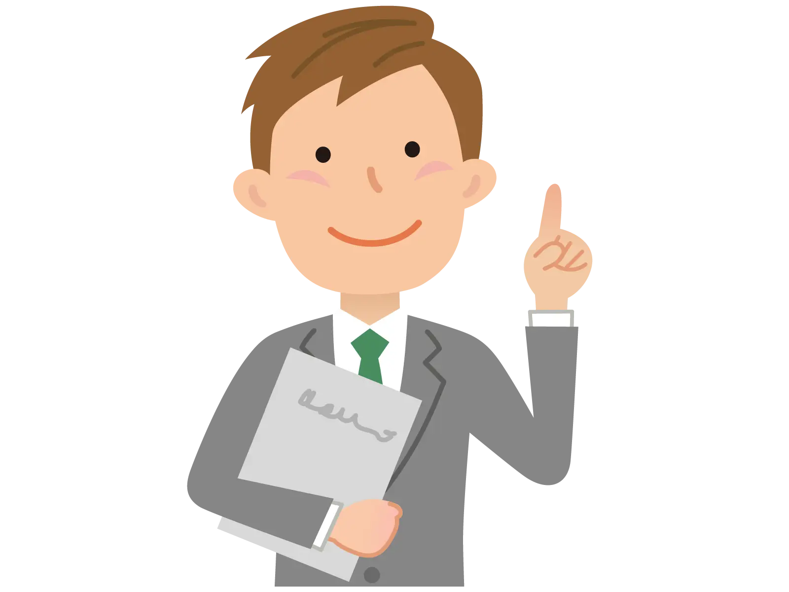 Cartoon Businessman Holding Document