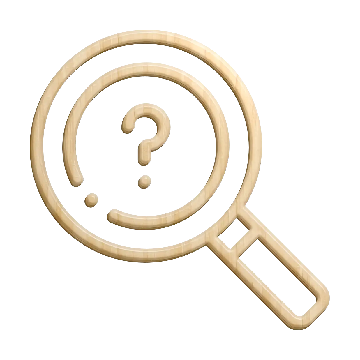 Wooden Magnifying Glass with Question Mark Icon