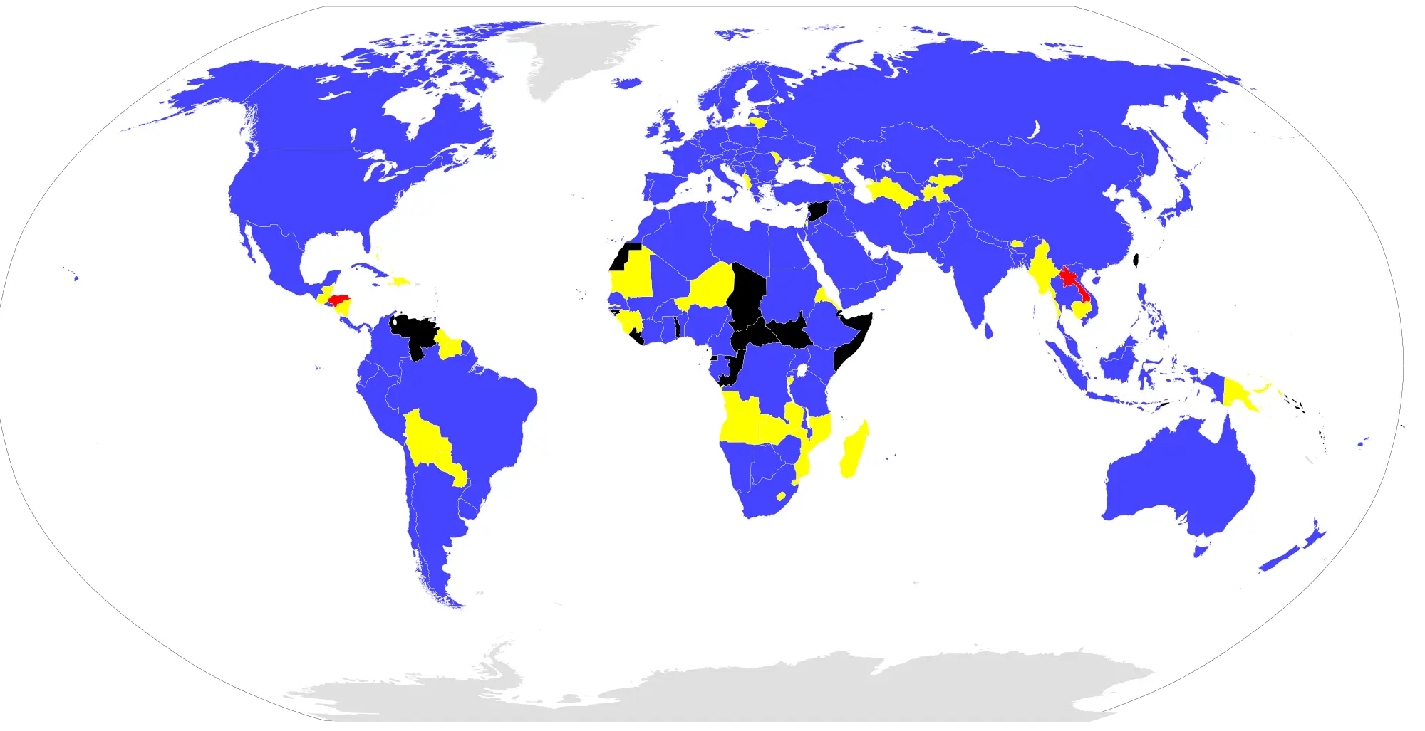 World Map with Colored Regions