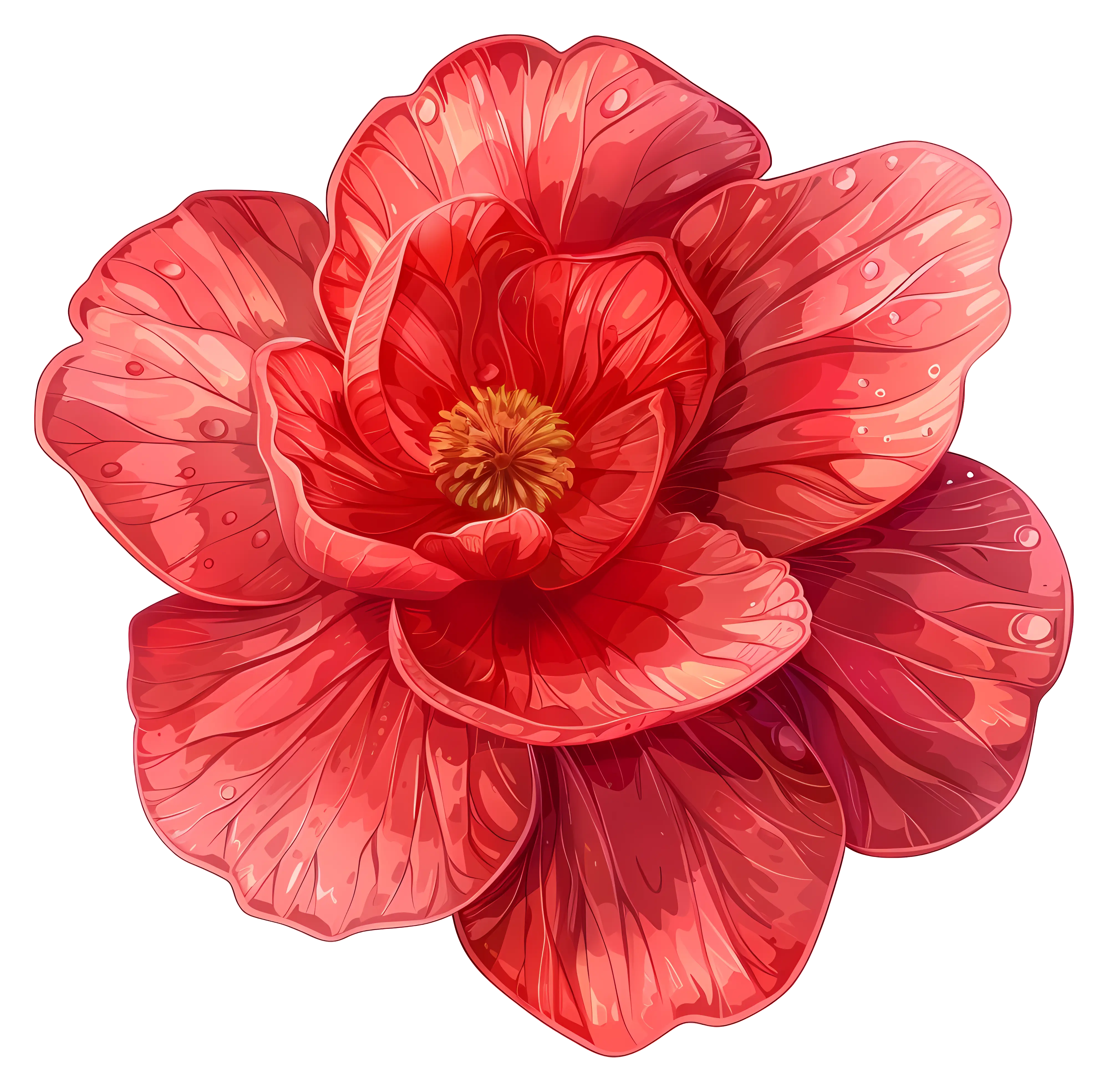 Beautiful Red Flower Botanical Illustration