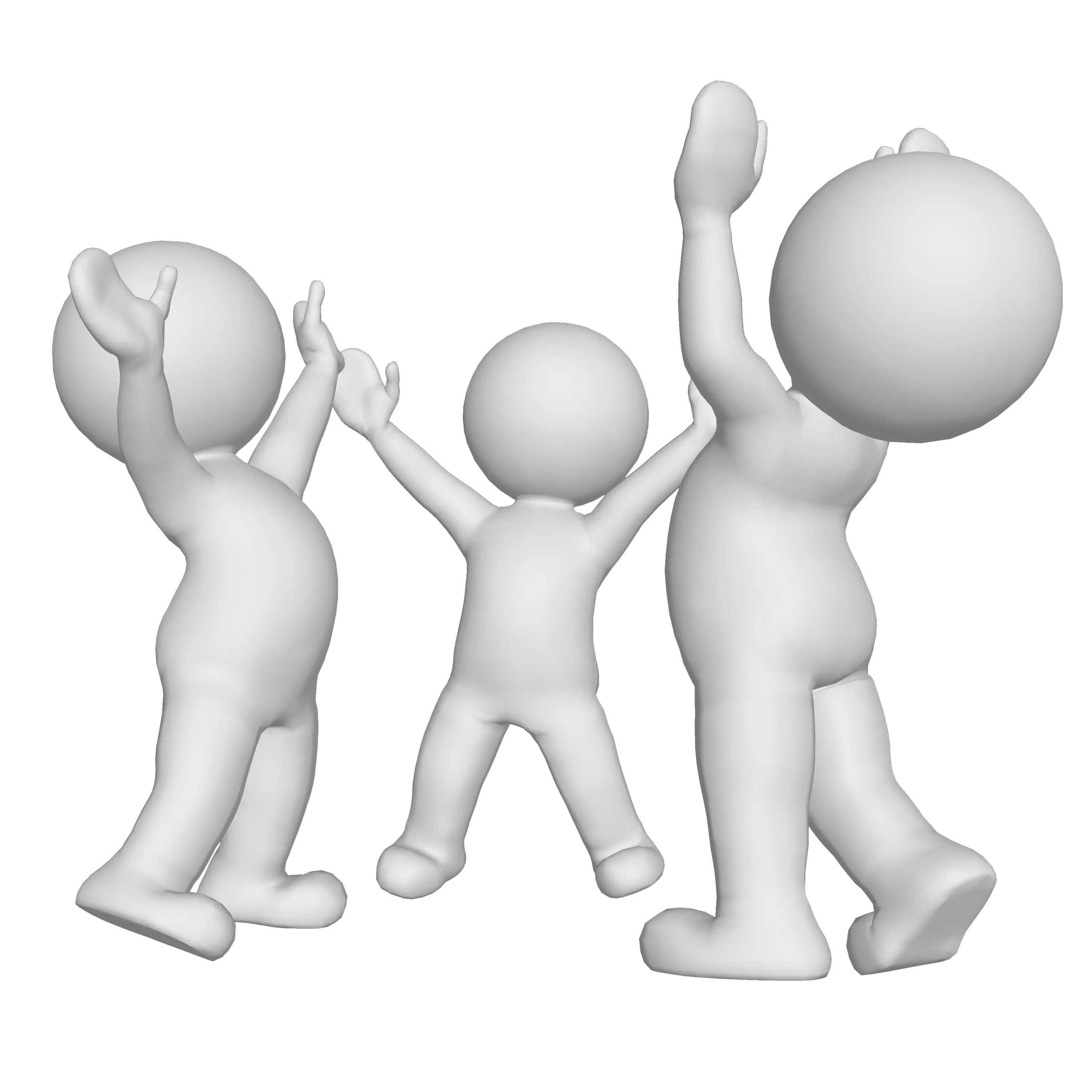 3D Characters Celebrating Together