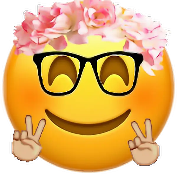 Smiling Emoji with Glasses and Flower Crown
