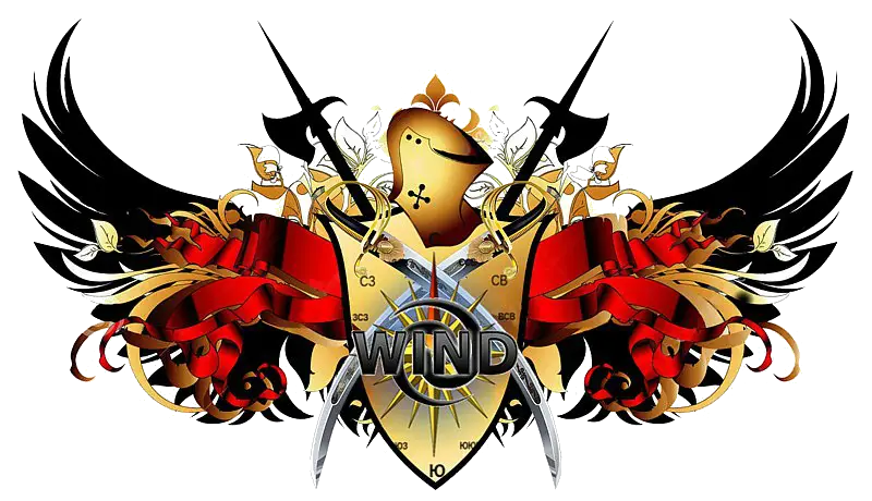 Ornate Heraldic Emblem with Swords and Wings