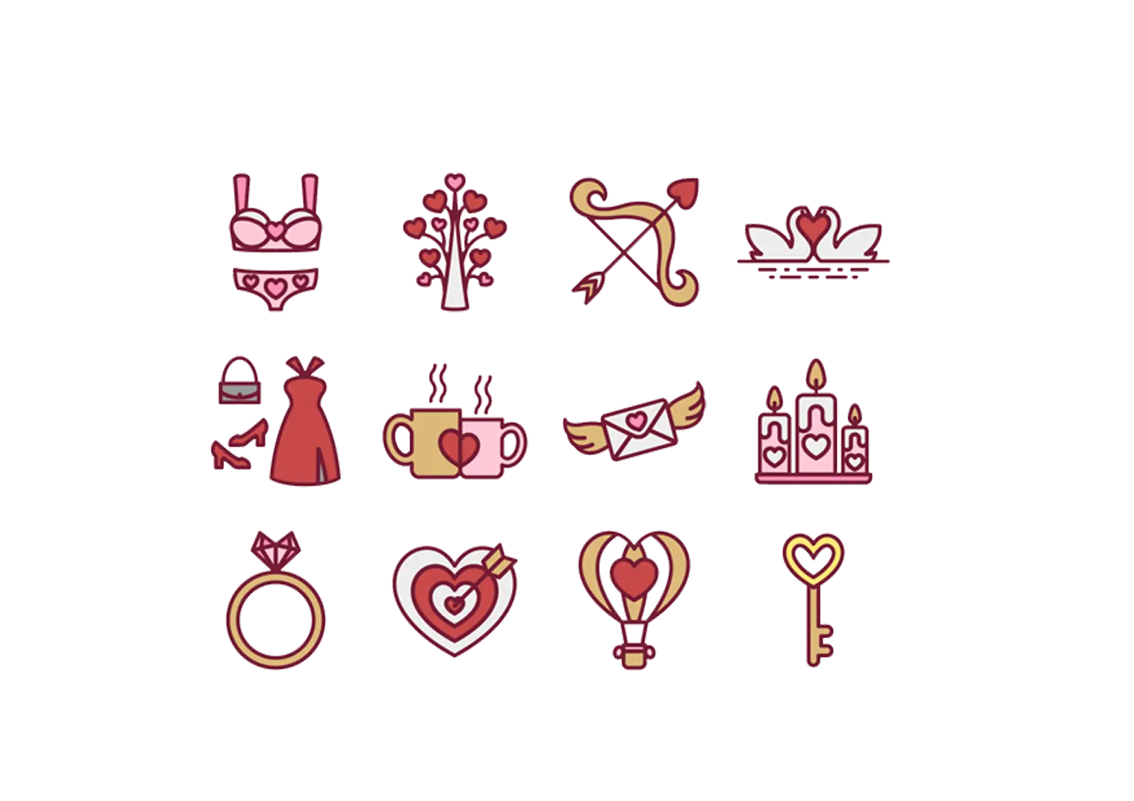Romantic Love Icons Set