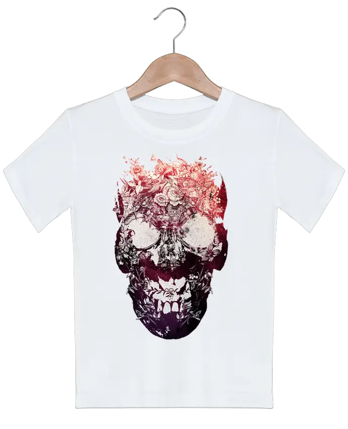 White T-Shirt with Skull Graphic Design